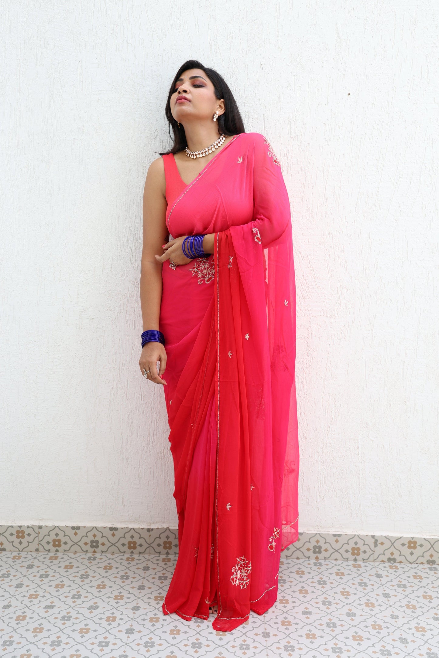 Pehla Pyaar Pure Handembroidered Chiffon Saree