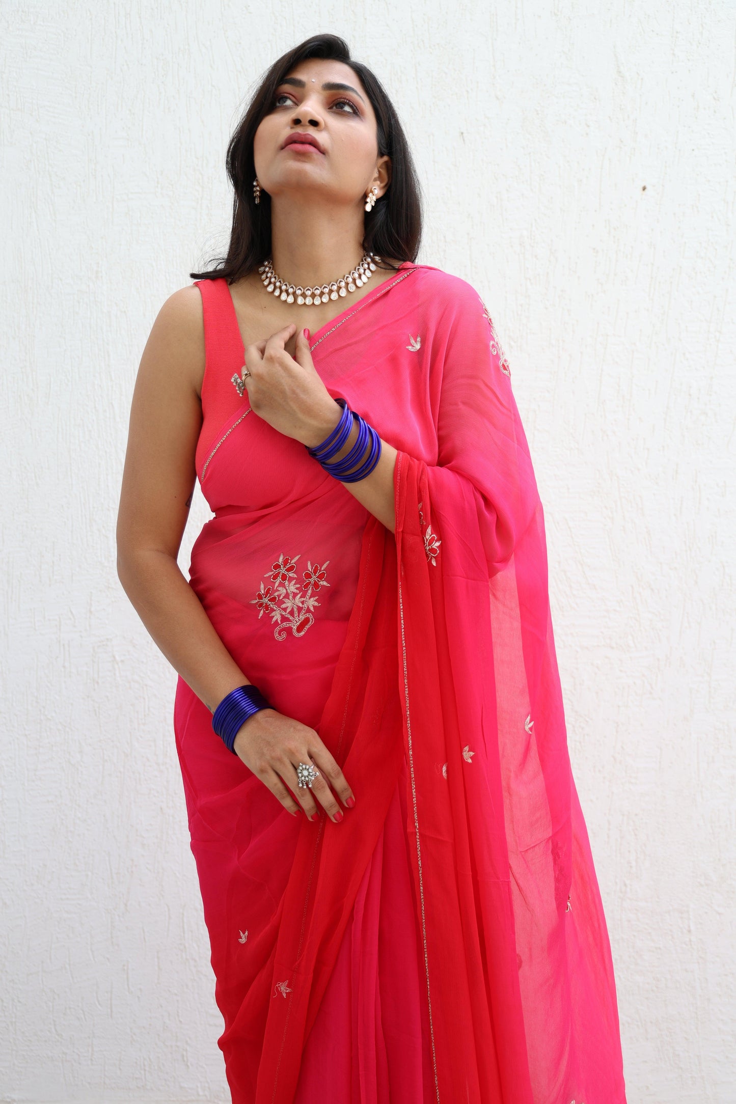 Pehla Pyaar Pure Handembroidered Chiffon Saree