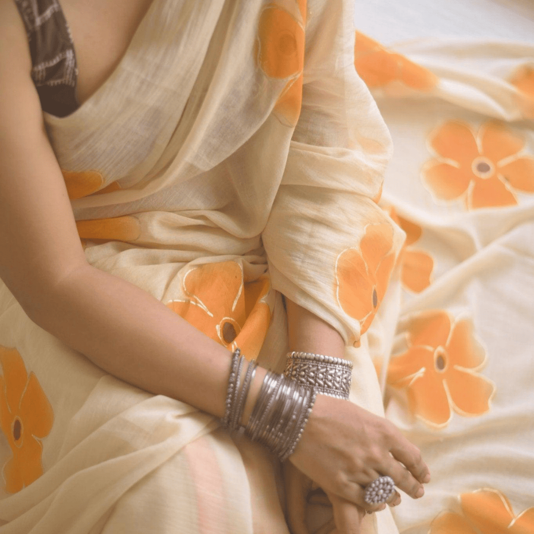 Apricot Mul Saree