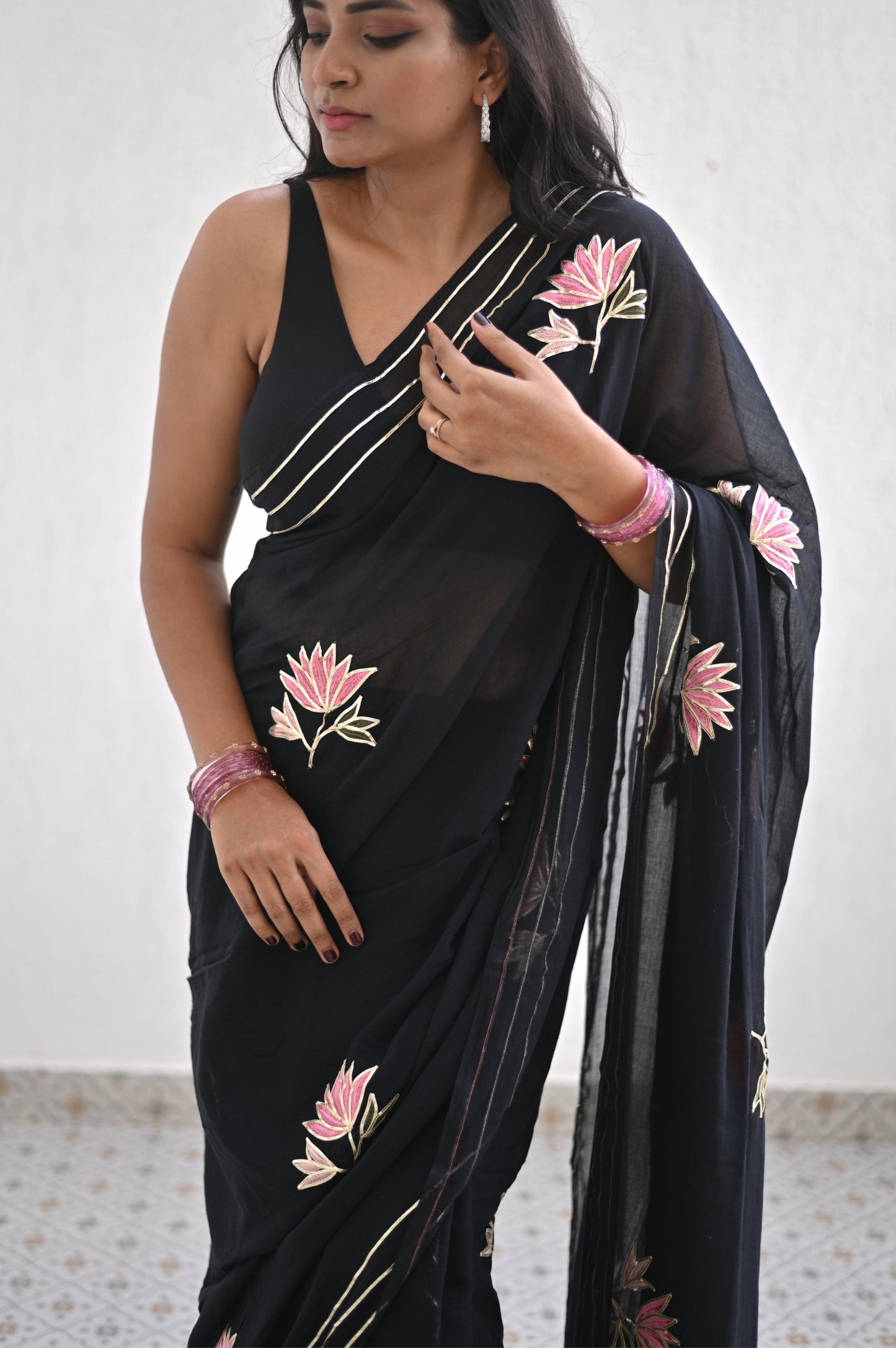 Onyx Chic Mul Saree