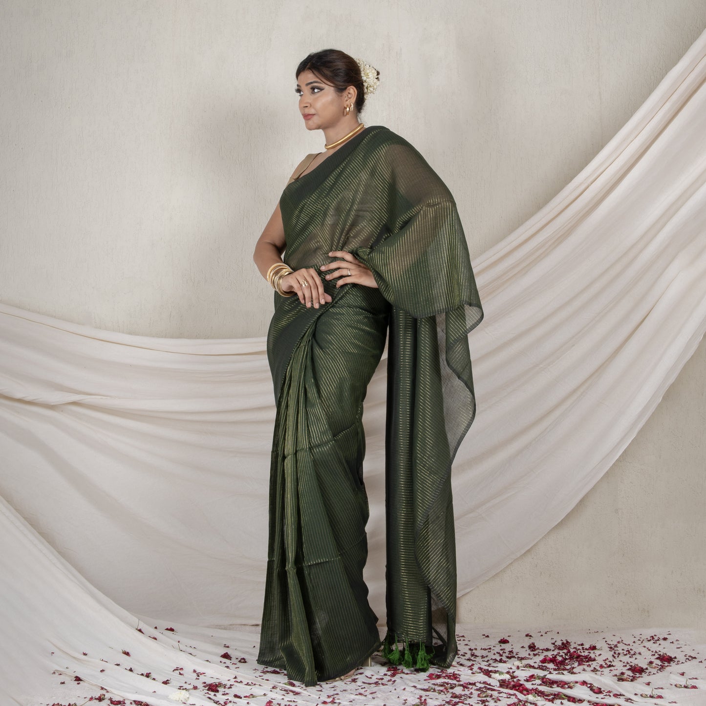 Emerald Zari Mul Saree