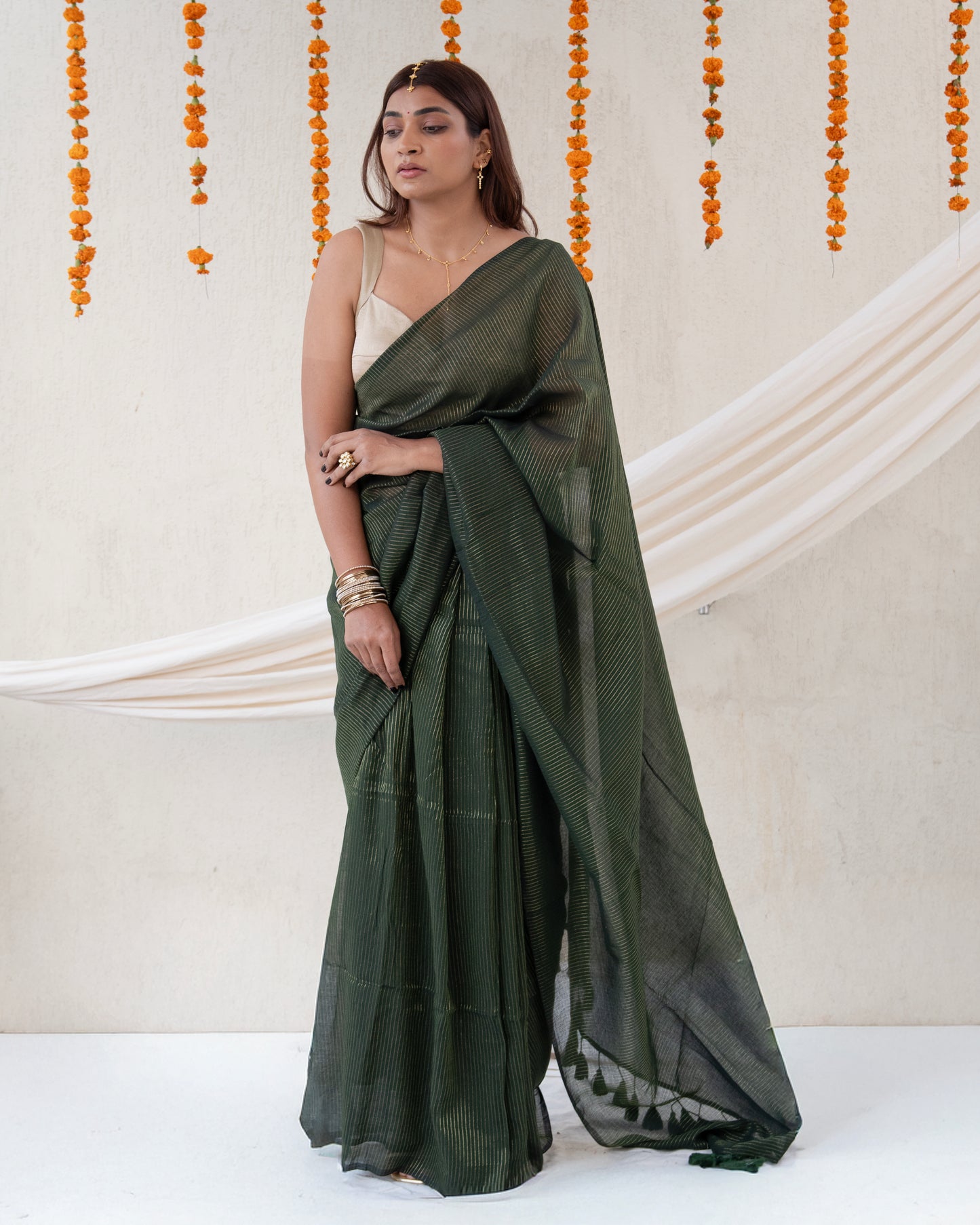 Emerald Zari Mul Saree