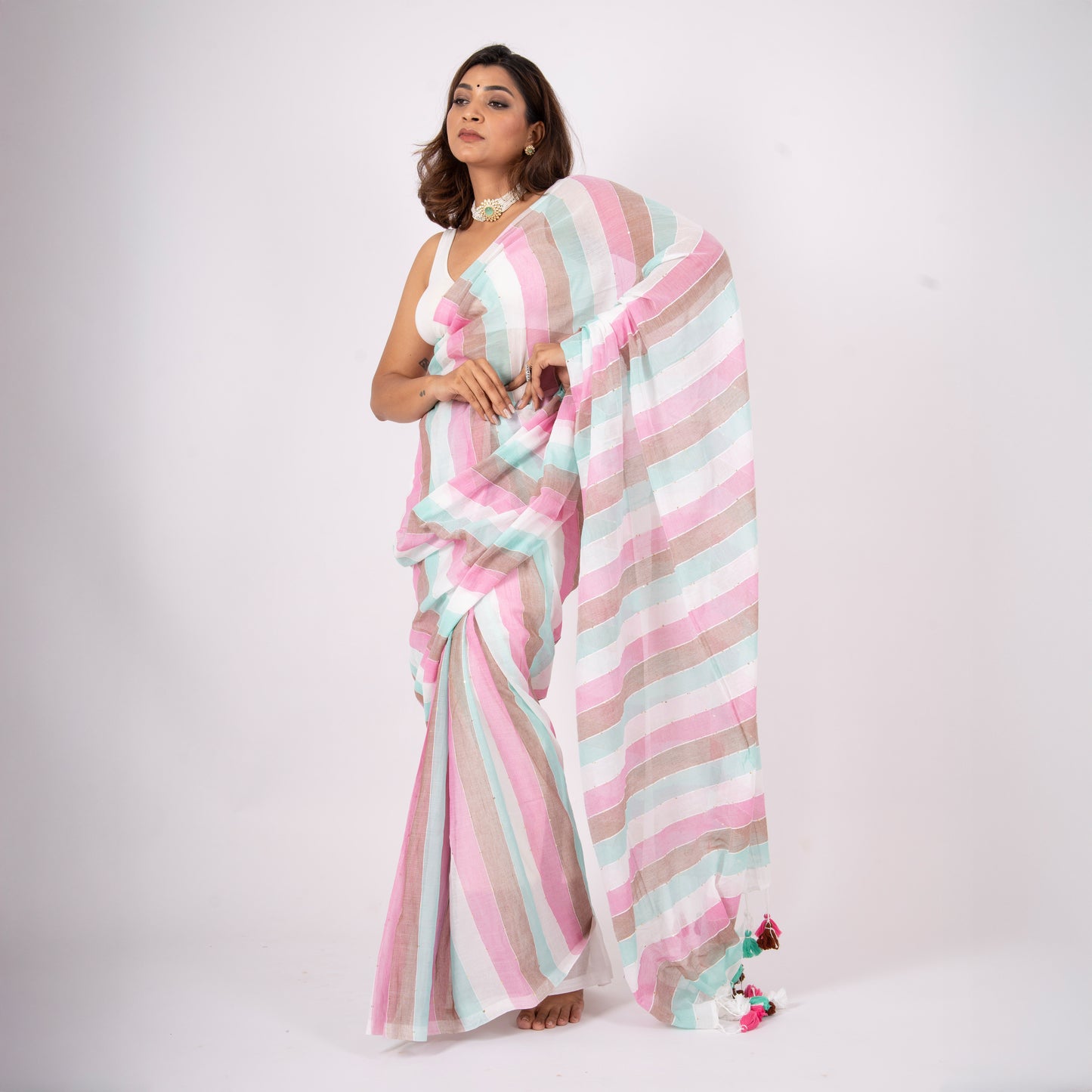 Aabroo Cotton Sequin Saree