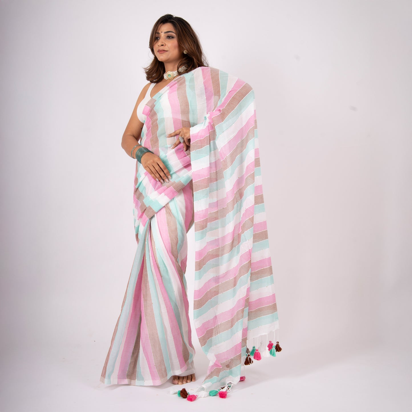 Aabroo Cotton Sequin Saree