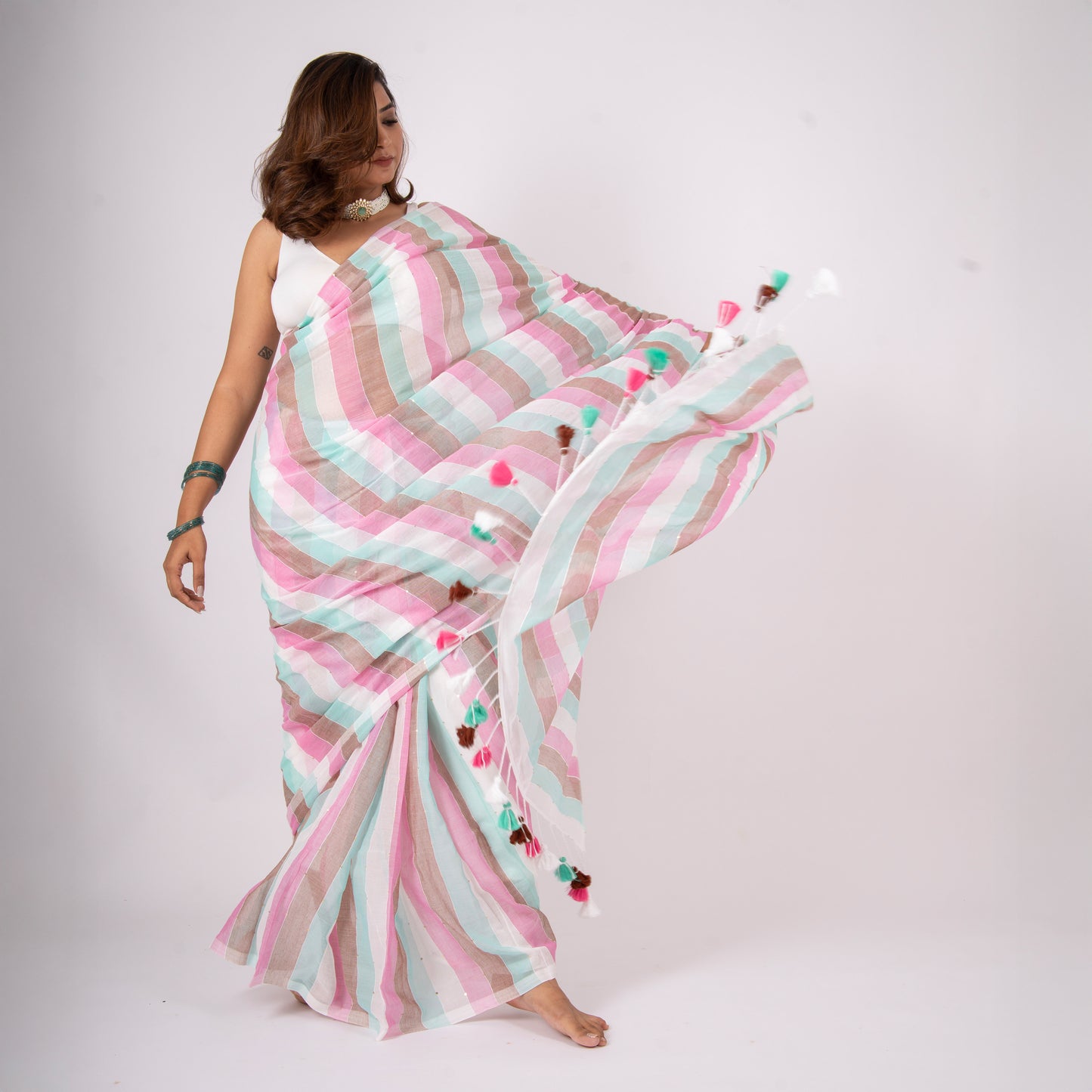 Aabroo Cotton Sequin Saree