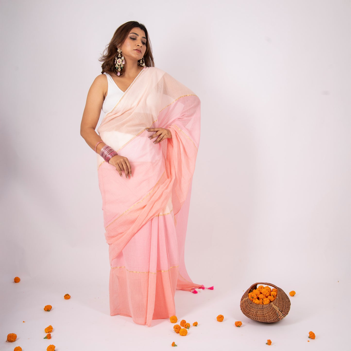 Raabta Mulmul Zari Saree