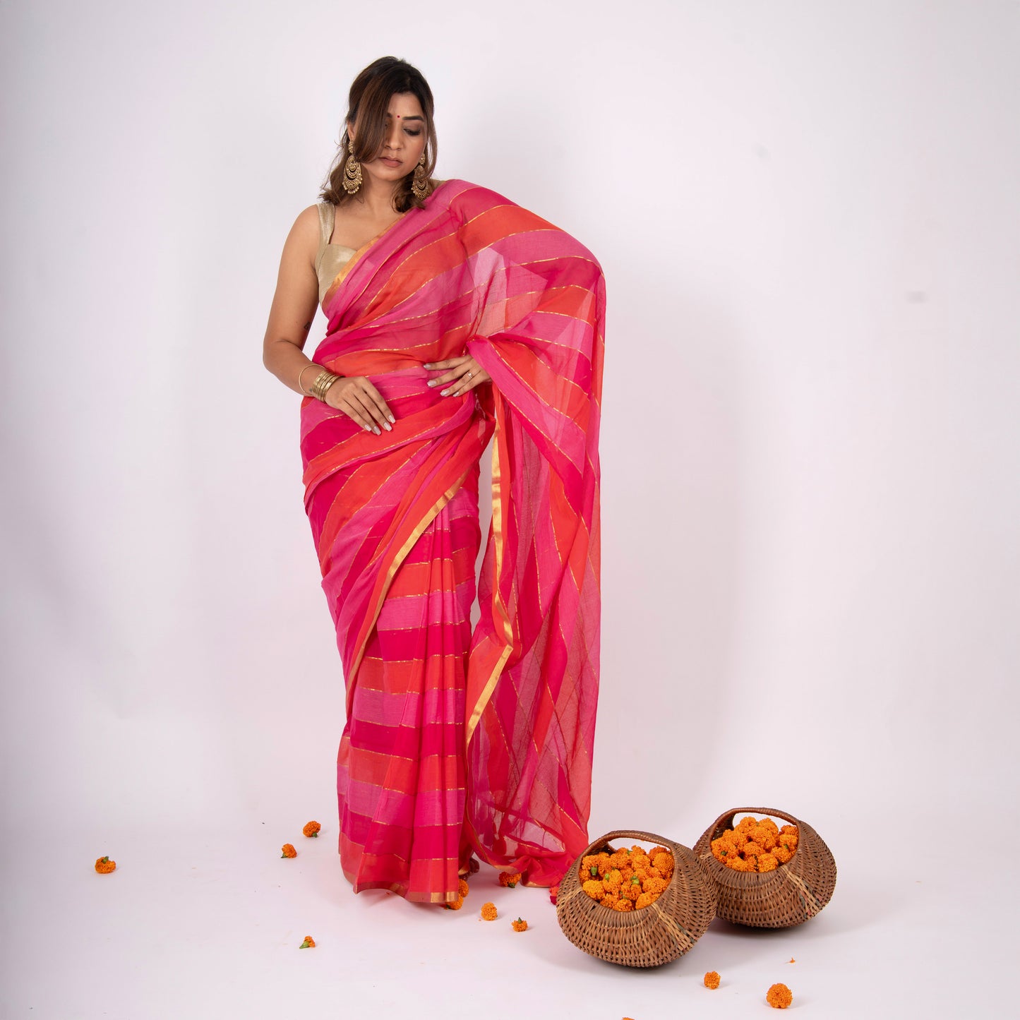 Sarini Mulmul Zari Saree