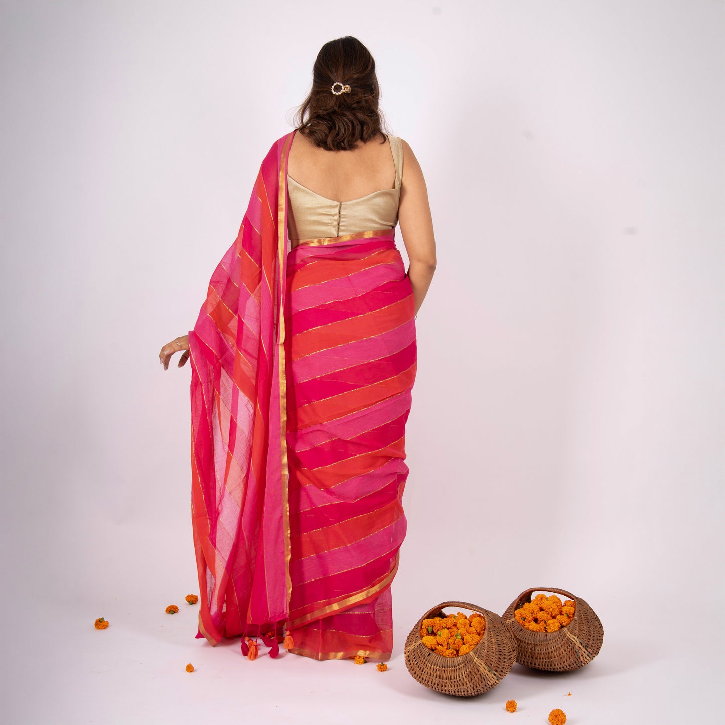 Sarini Mulmul Zari Saree
