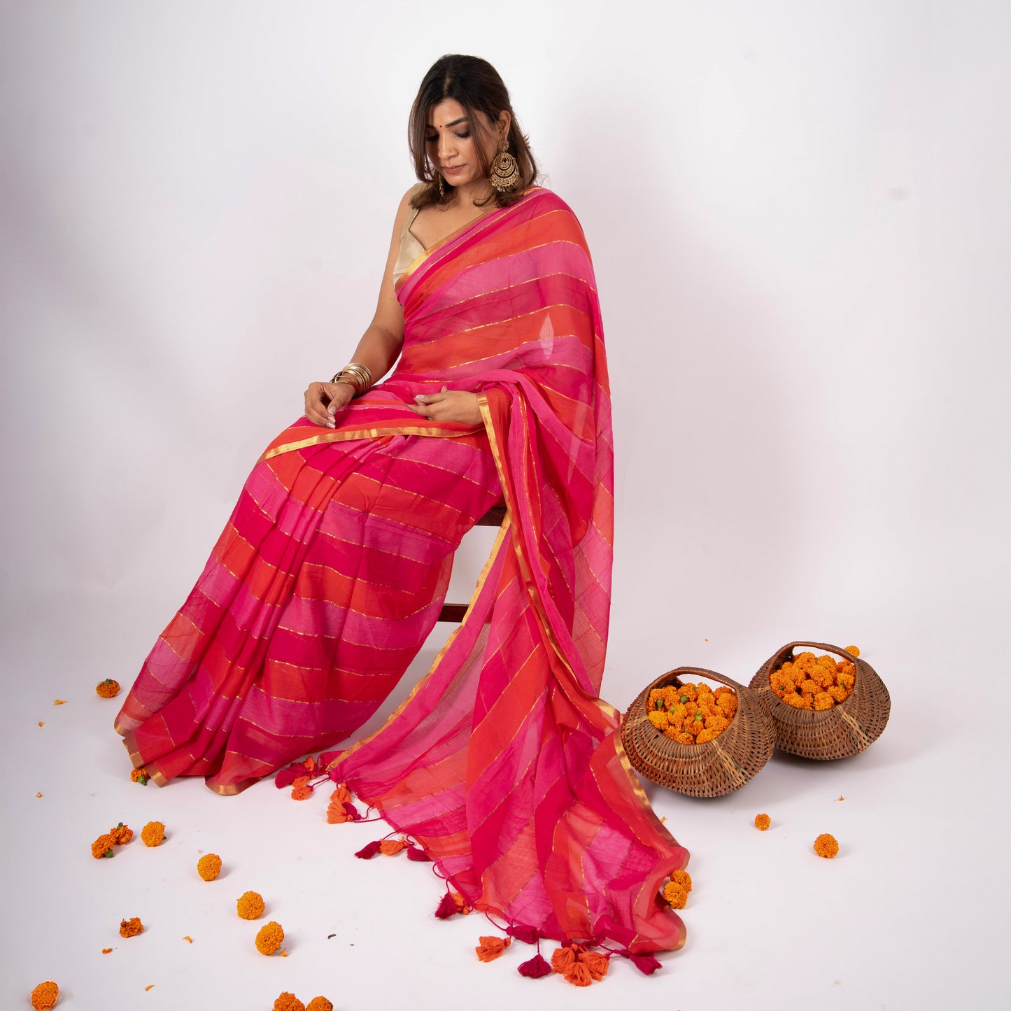 Sarini Mulmul Zari Saree