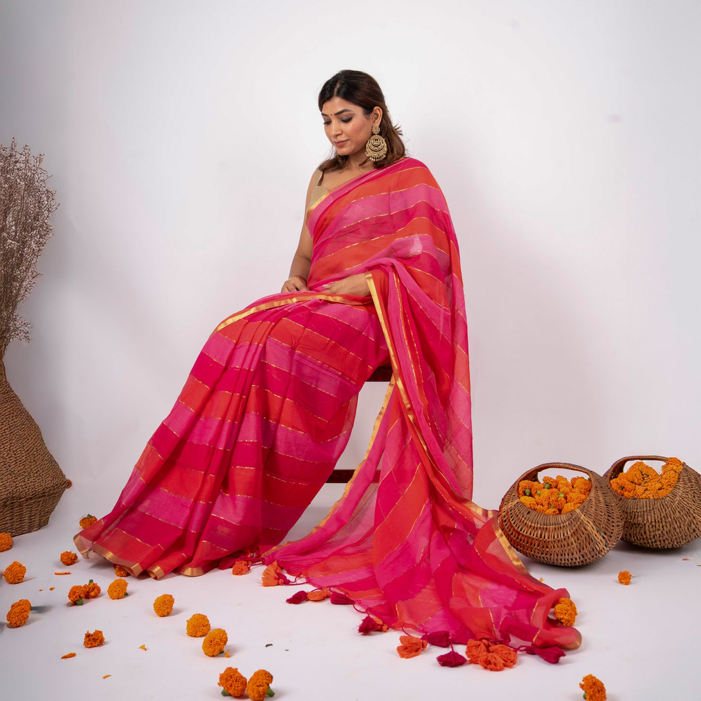 Sarini Mulmul Zari Saree