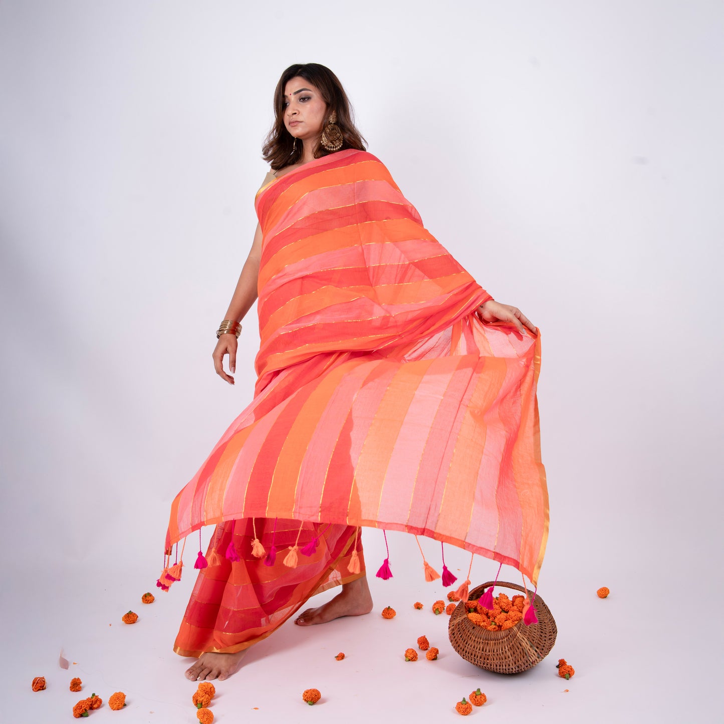 Rangrez Mulmul Zari Saree