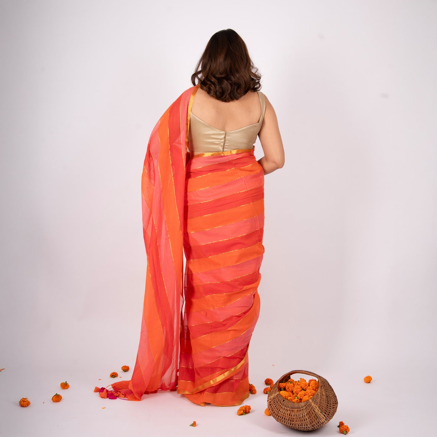 Rangrez Mulmul Zari Saree