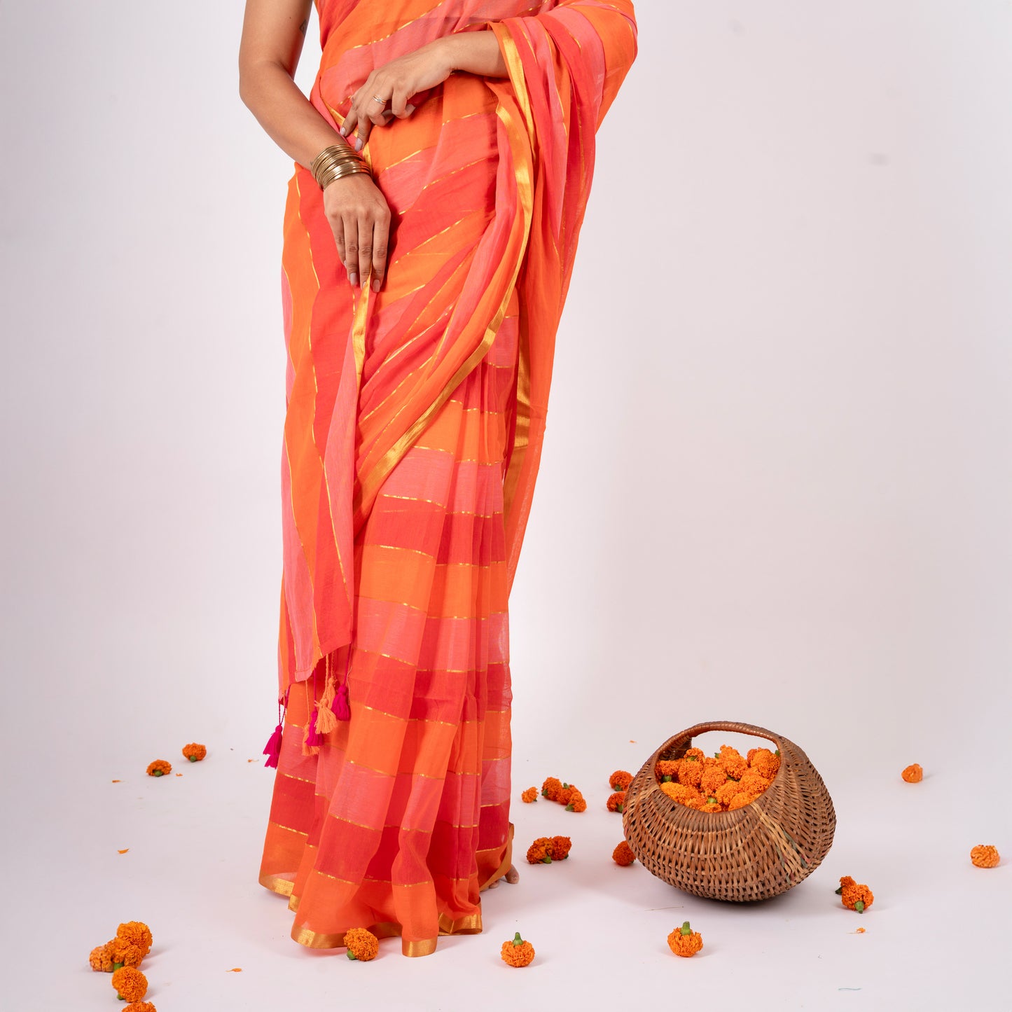 Rangrez Mulmul Zari Saree