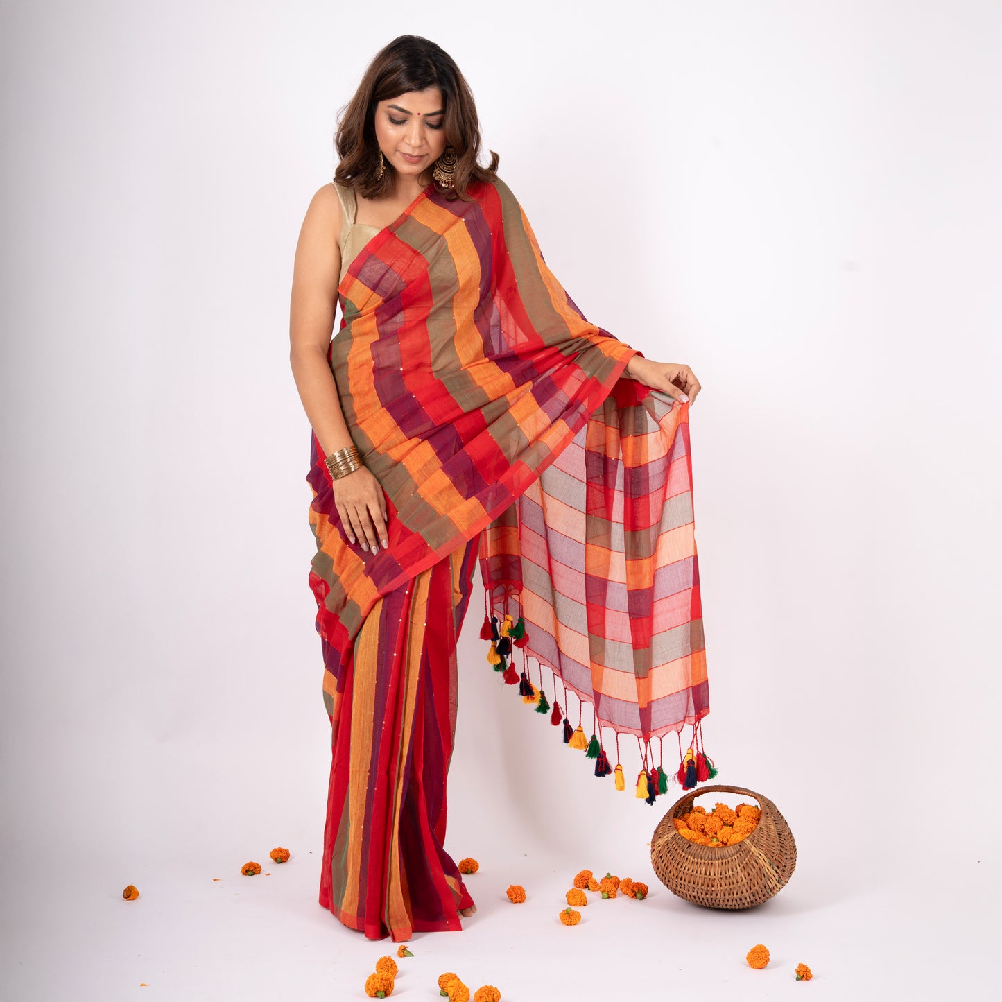 Tisya Cotton Sequin Saree