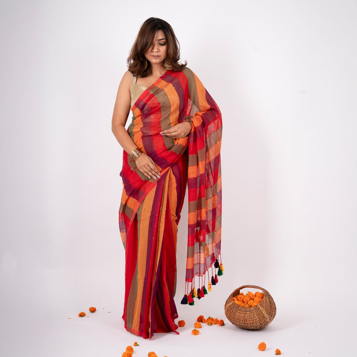 Tisya Cotton Sequin Saree