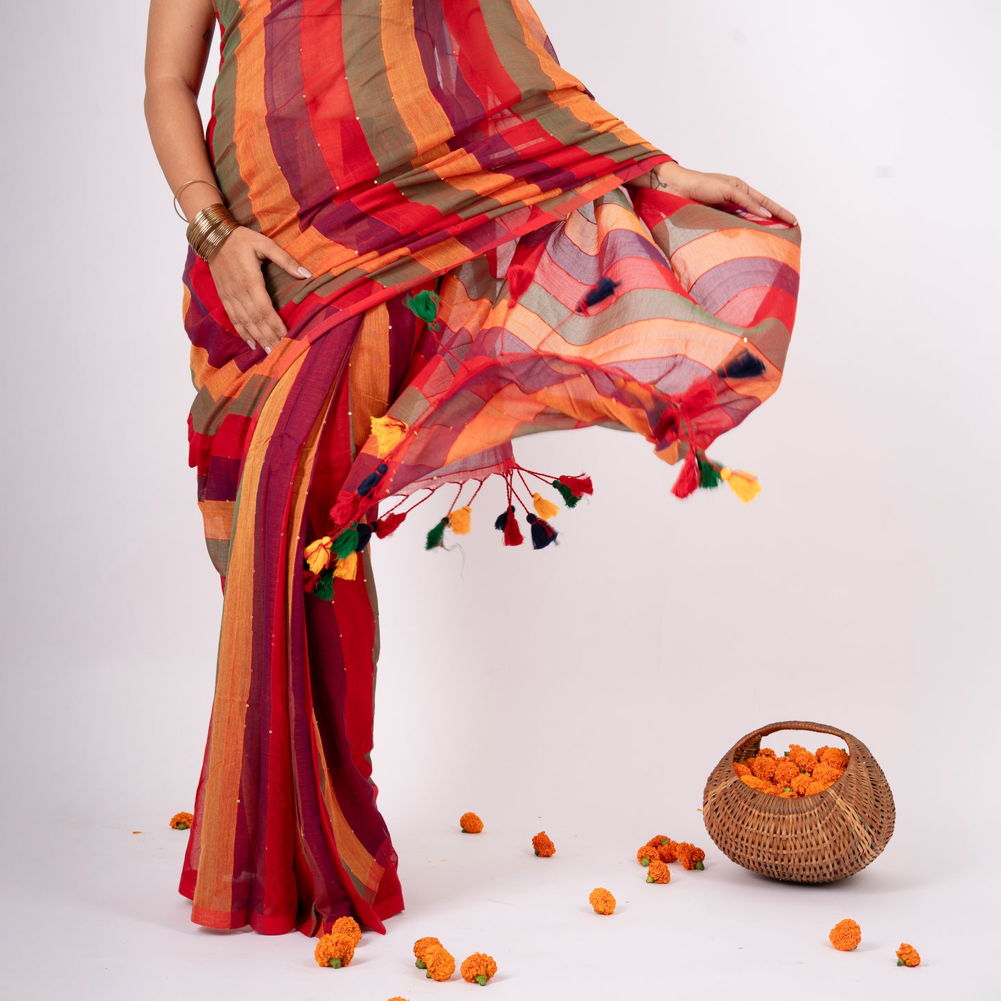 Tisya Cotton Sequin Saree