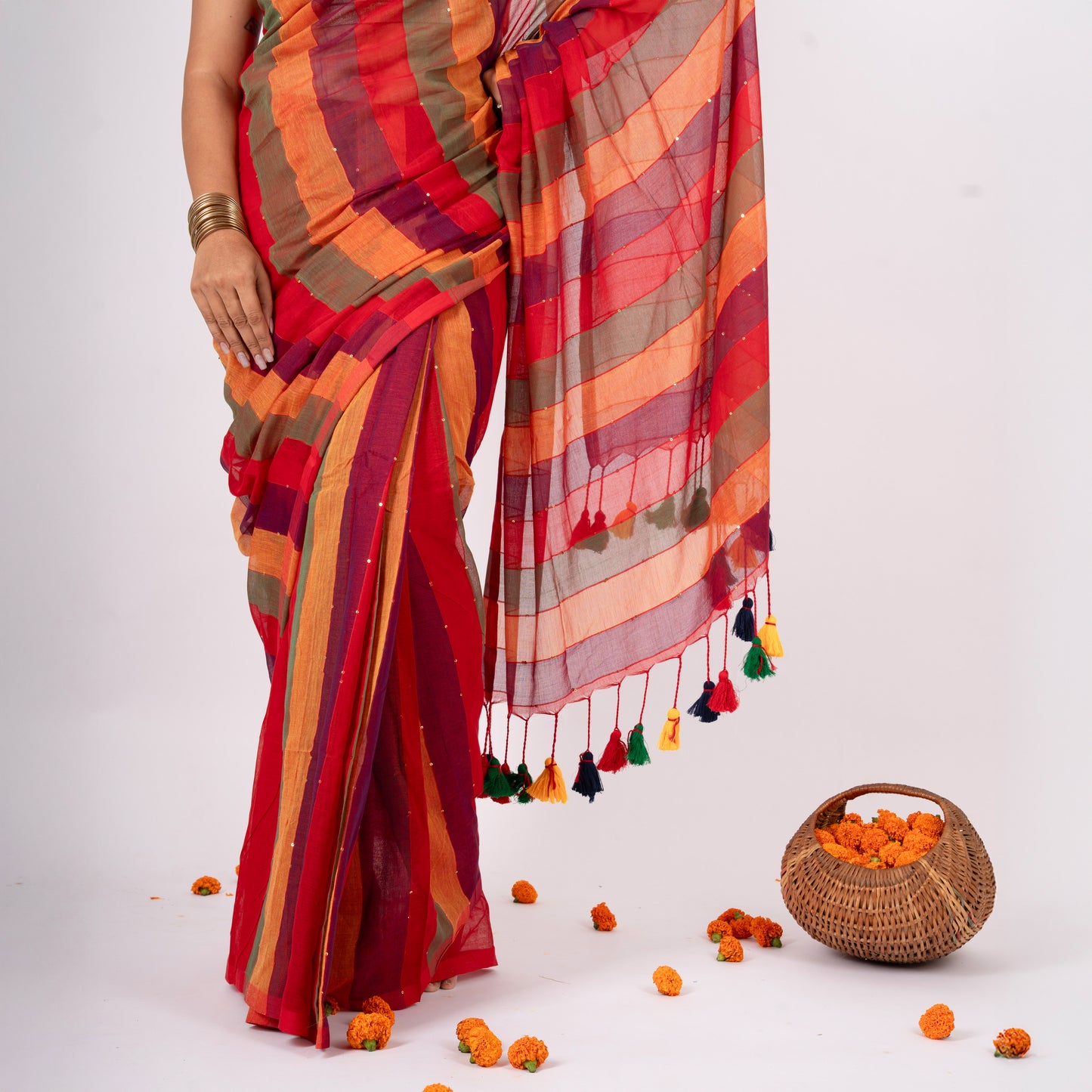 Tisya Cotton Sequin Saree