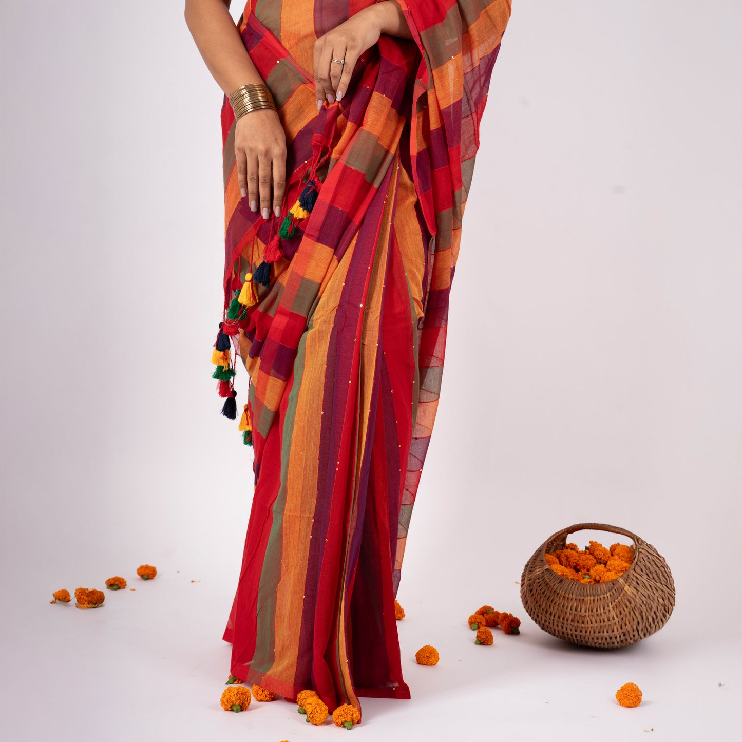 Tisya Cotton Sequin Saree