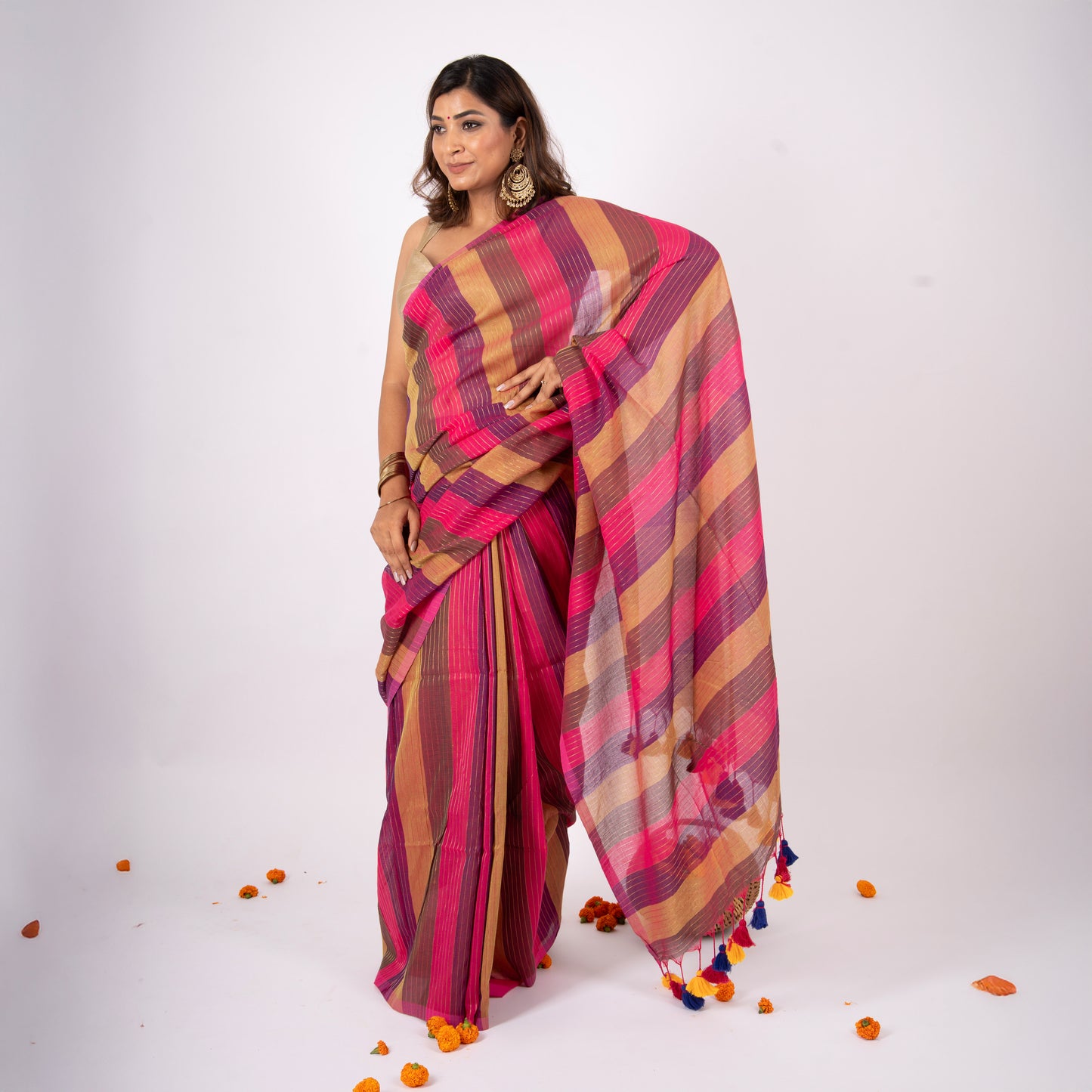 Samaya Cotton Zari Stripe Saree