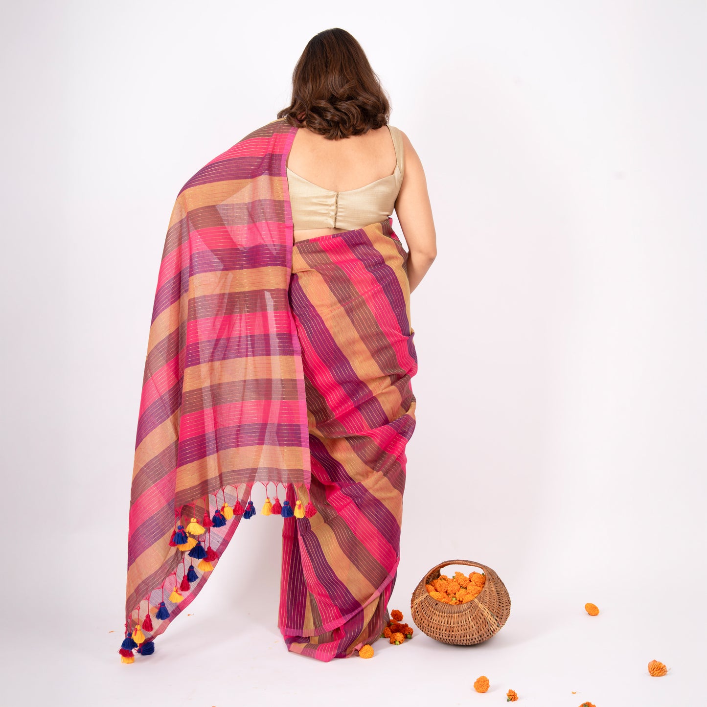 Samaya Cotton Zari Stripe Saree