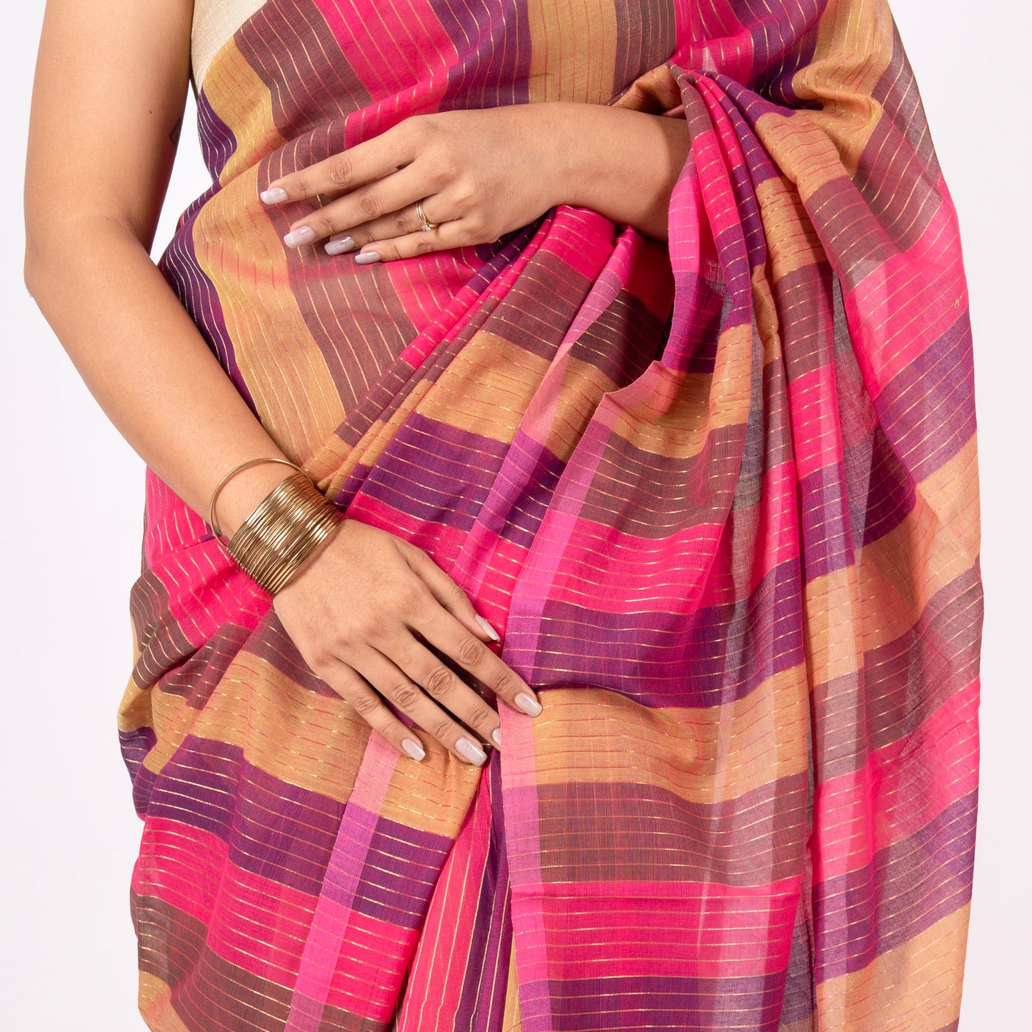 Samaya Cotton Zari Stripe Saree