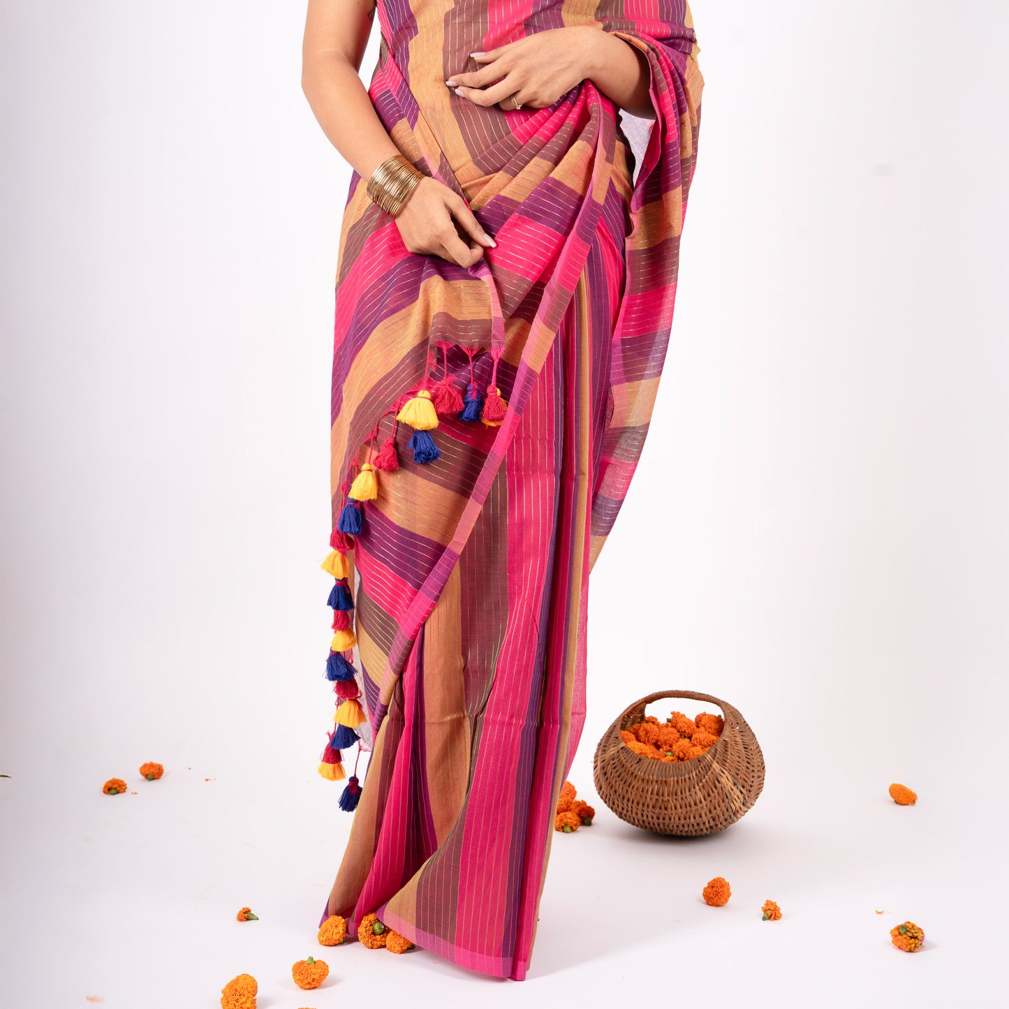 Samaya Cotton Zari Stripe Saree
