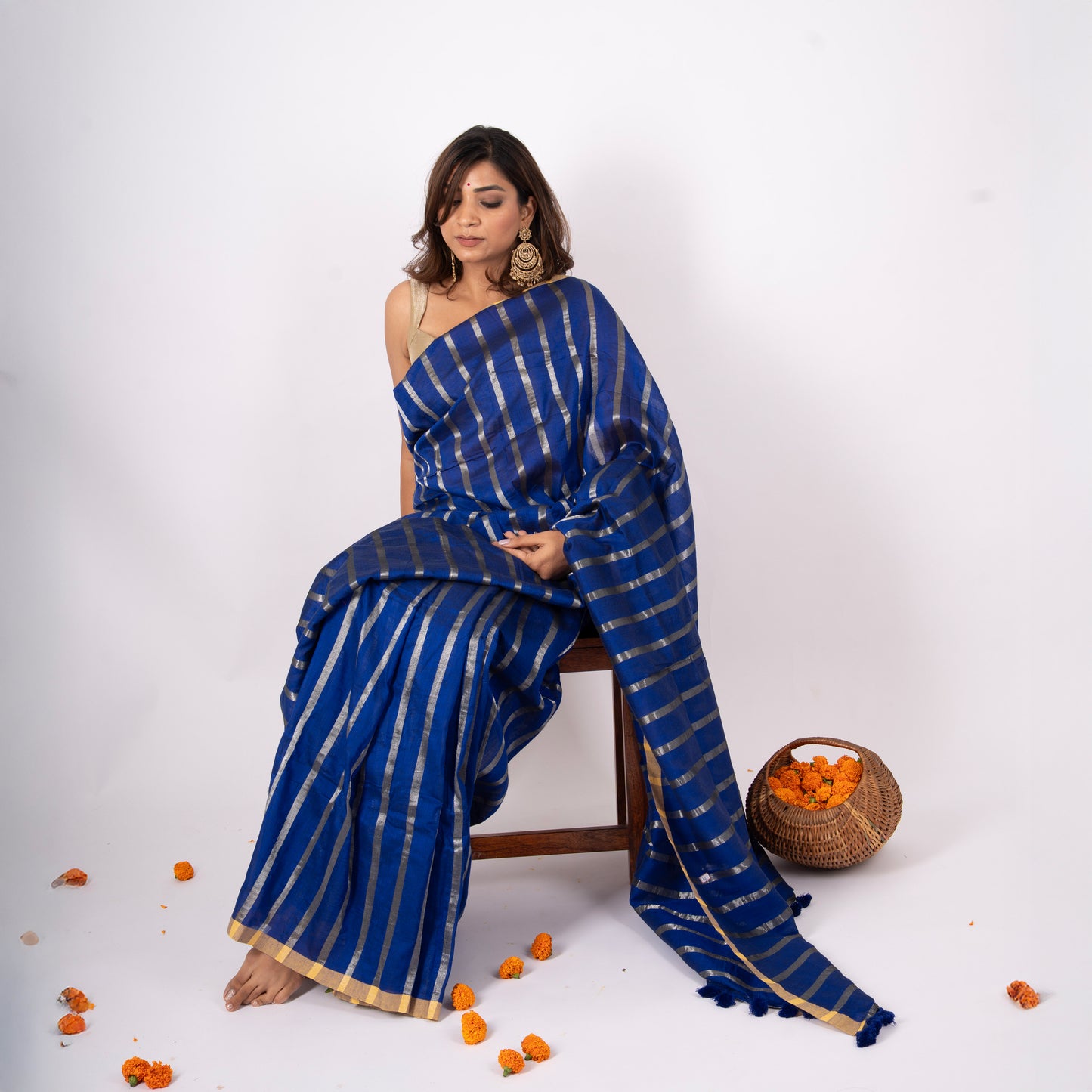 Amara Cotton Zari Stripe Saree