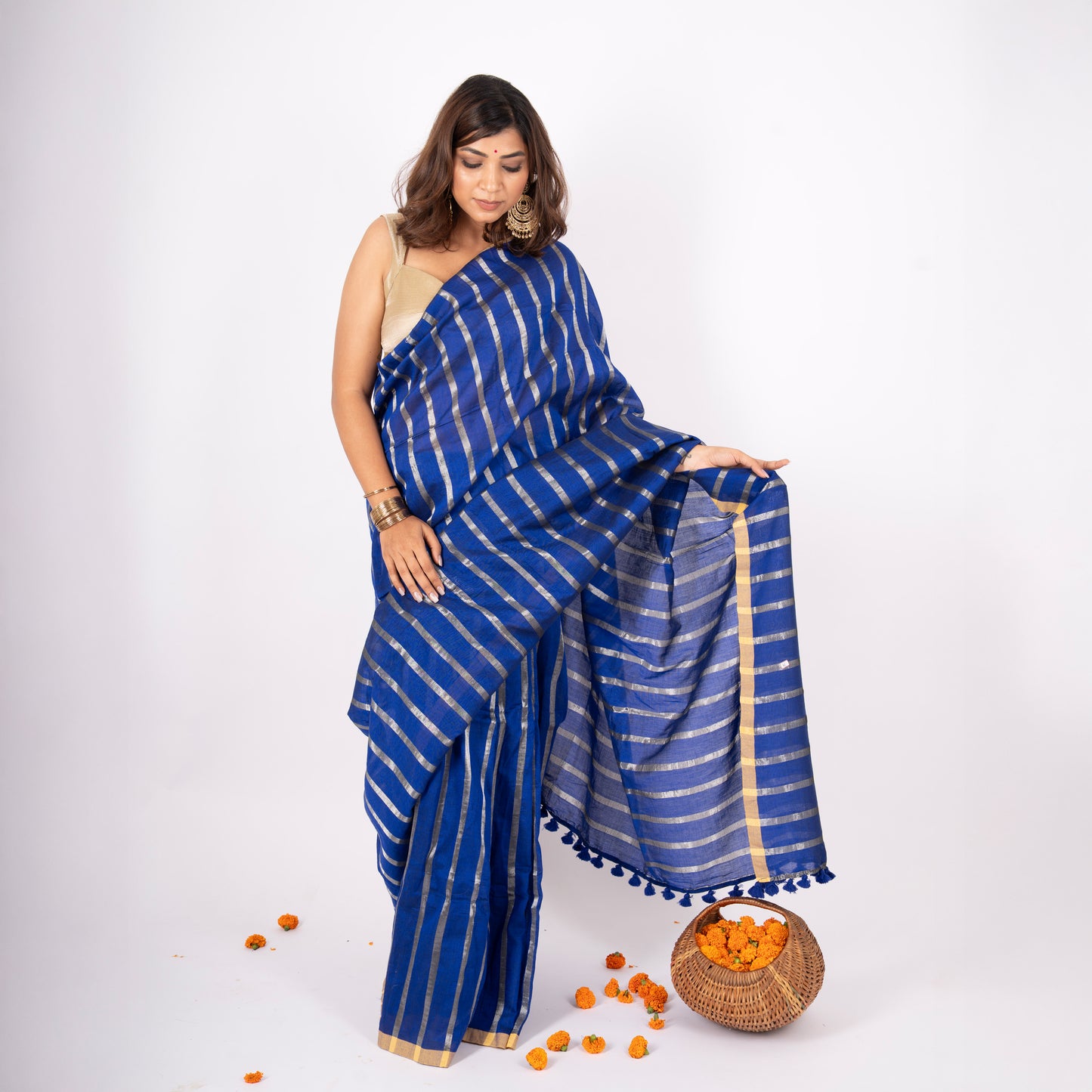 Amara Cotton Zari Stripe Saree