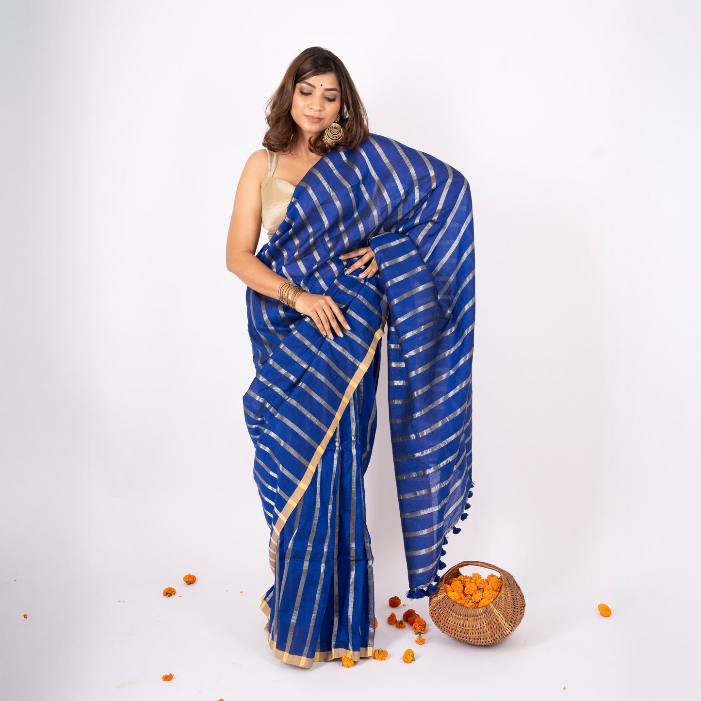 Amara Cotton Zari Stripe Saree