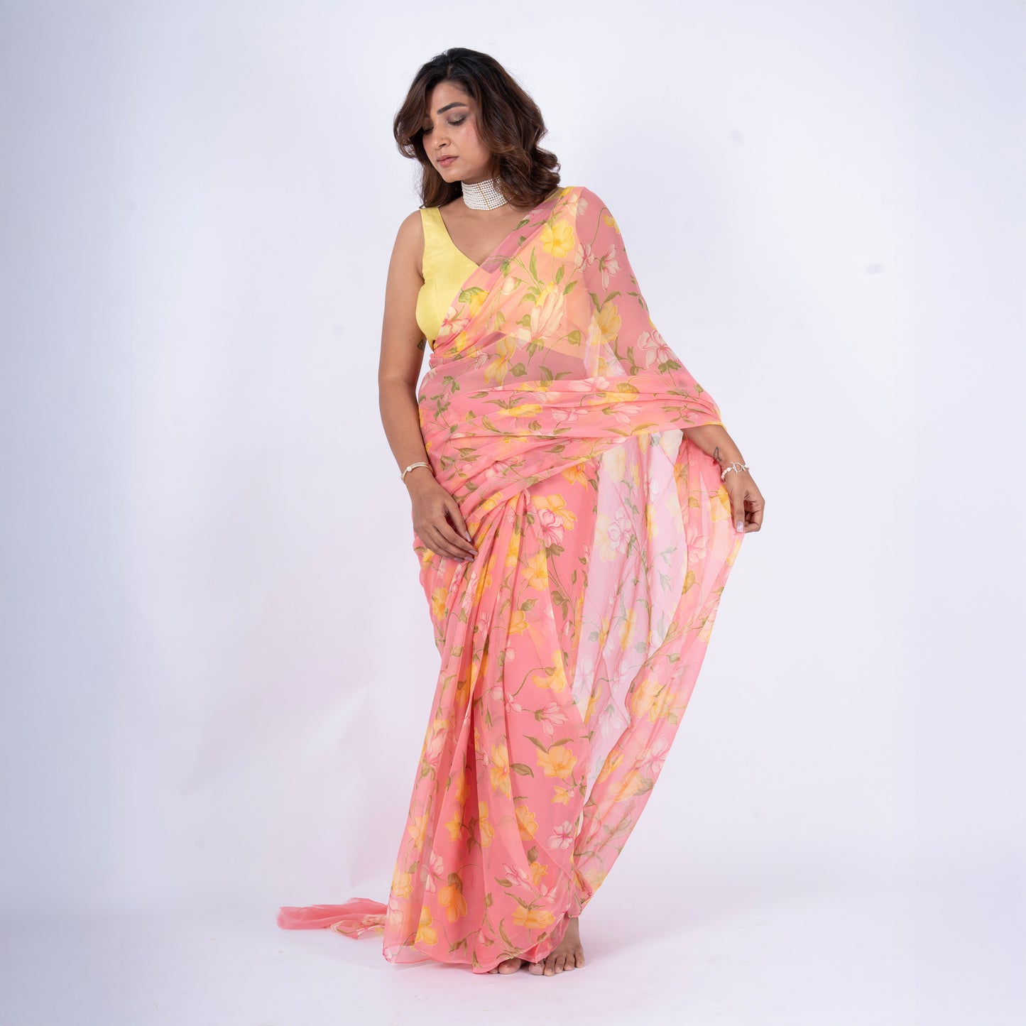 Roselle Pure Chiffon Saree
