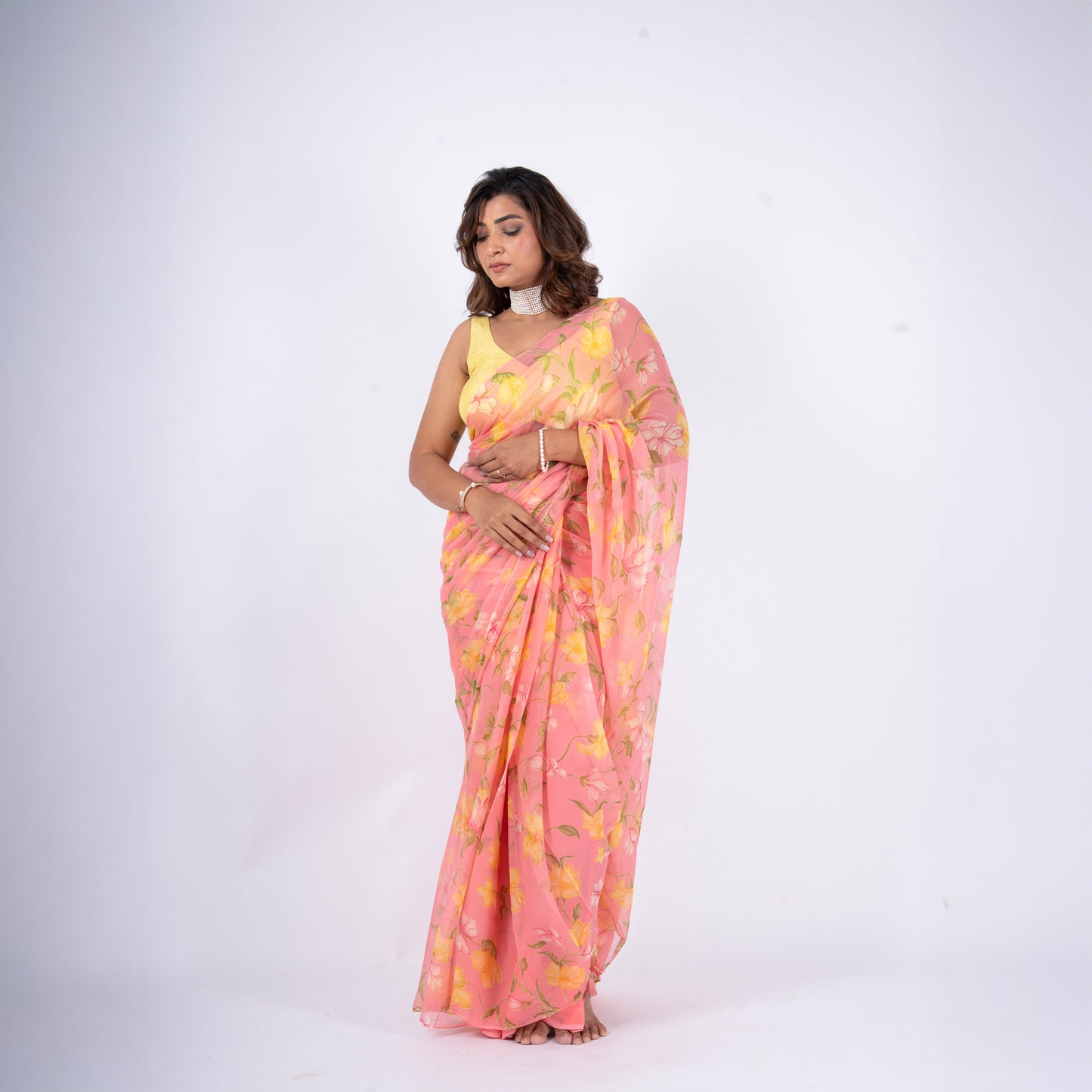Roselle Pure Chiffon Saree