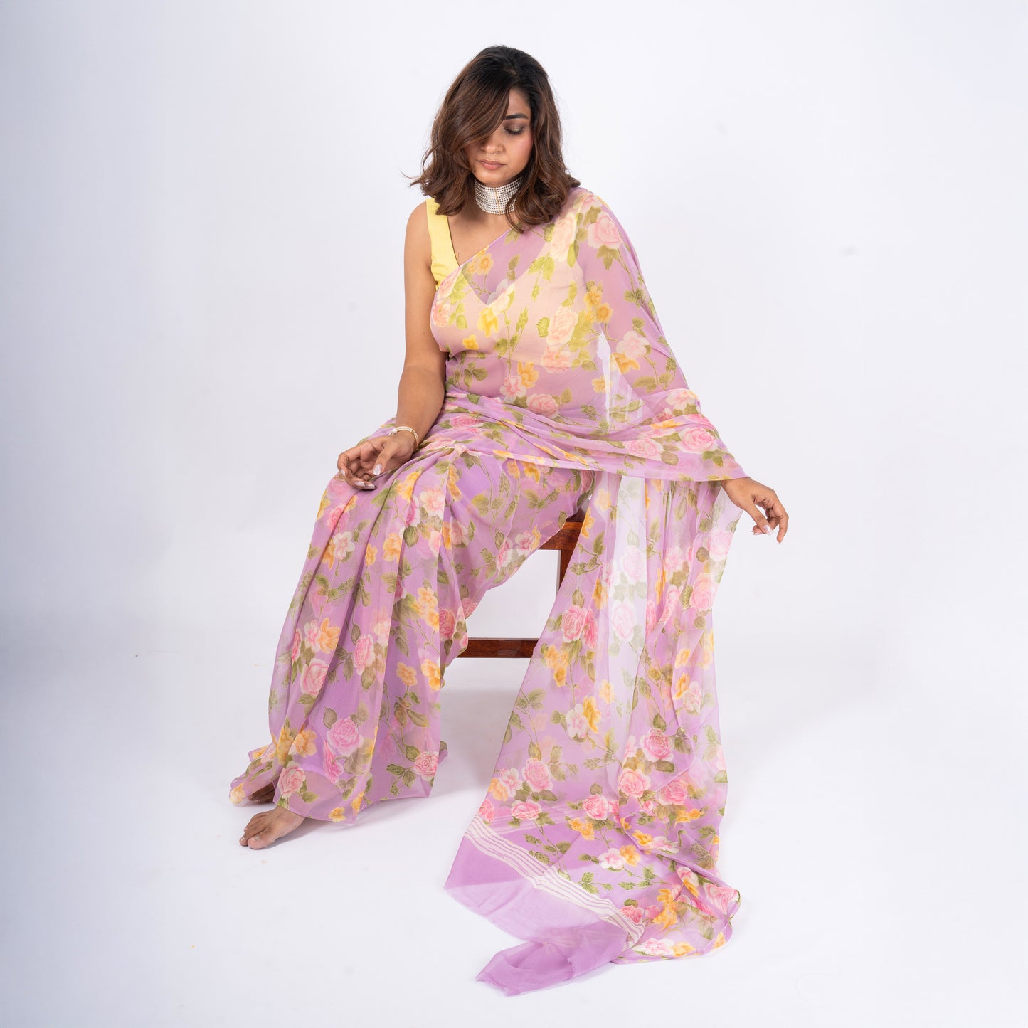 Solenne Pure Chiffon Saree