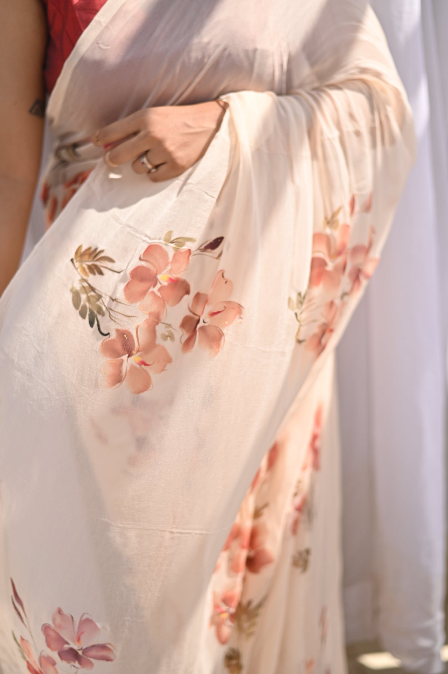 Frangipani Pure Chiffon Saree