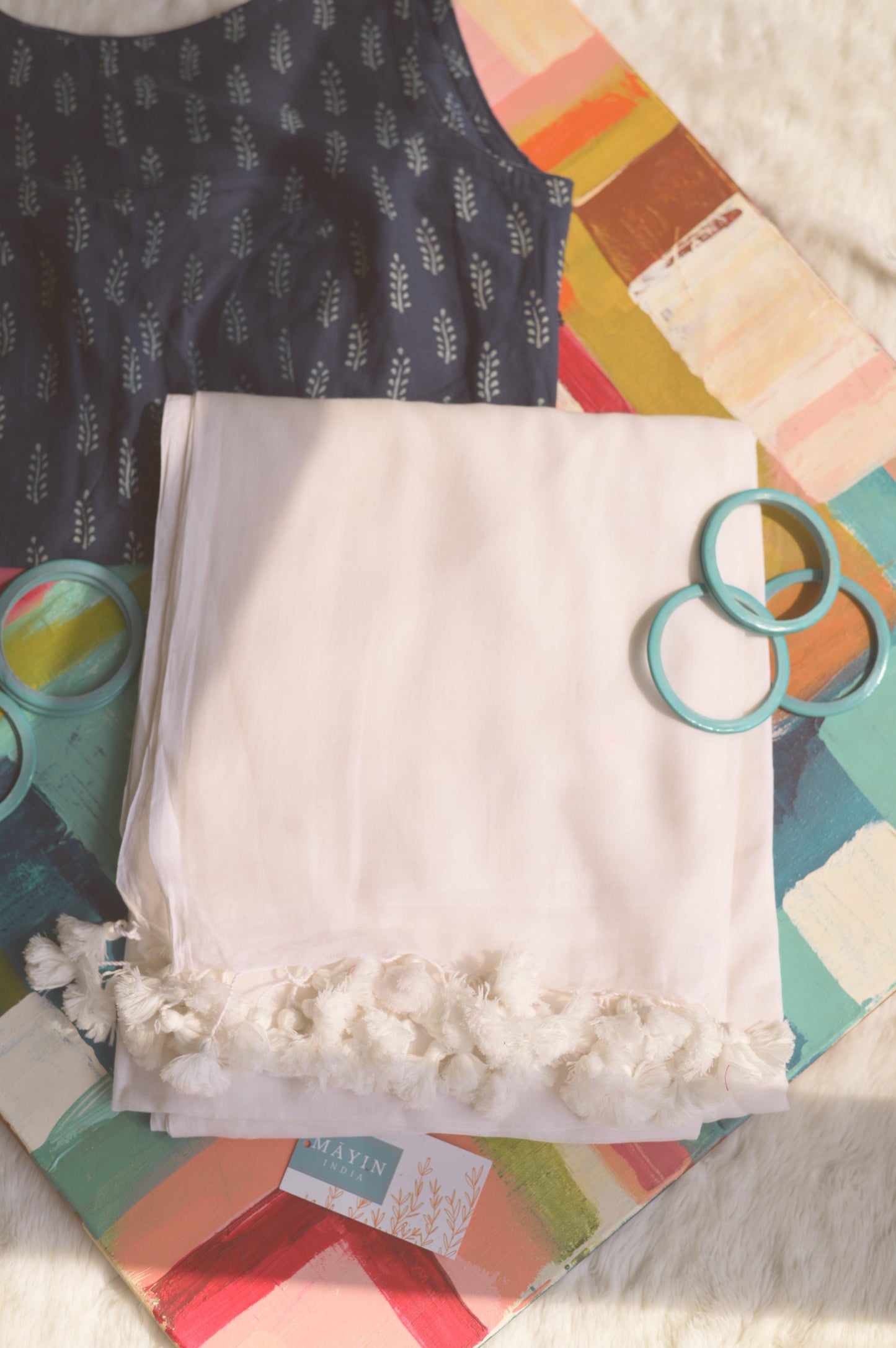 Vanilla Mousse Mul Saree - Mayin India
