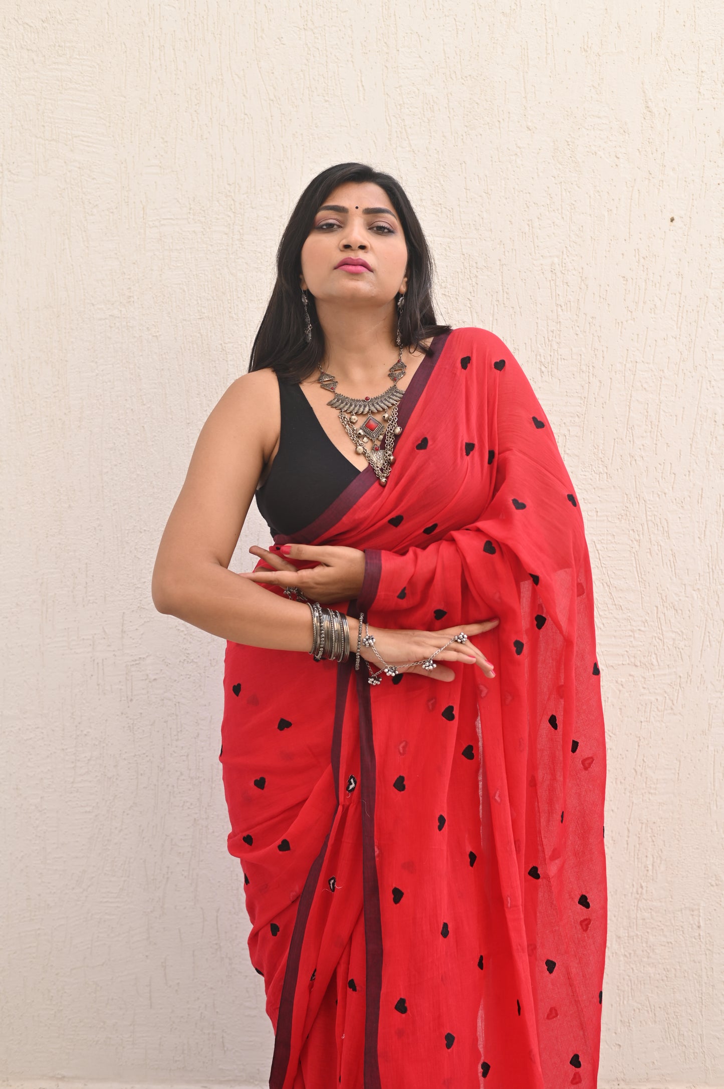 Red Heart Mul Saree