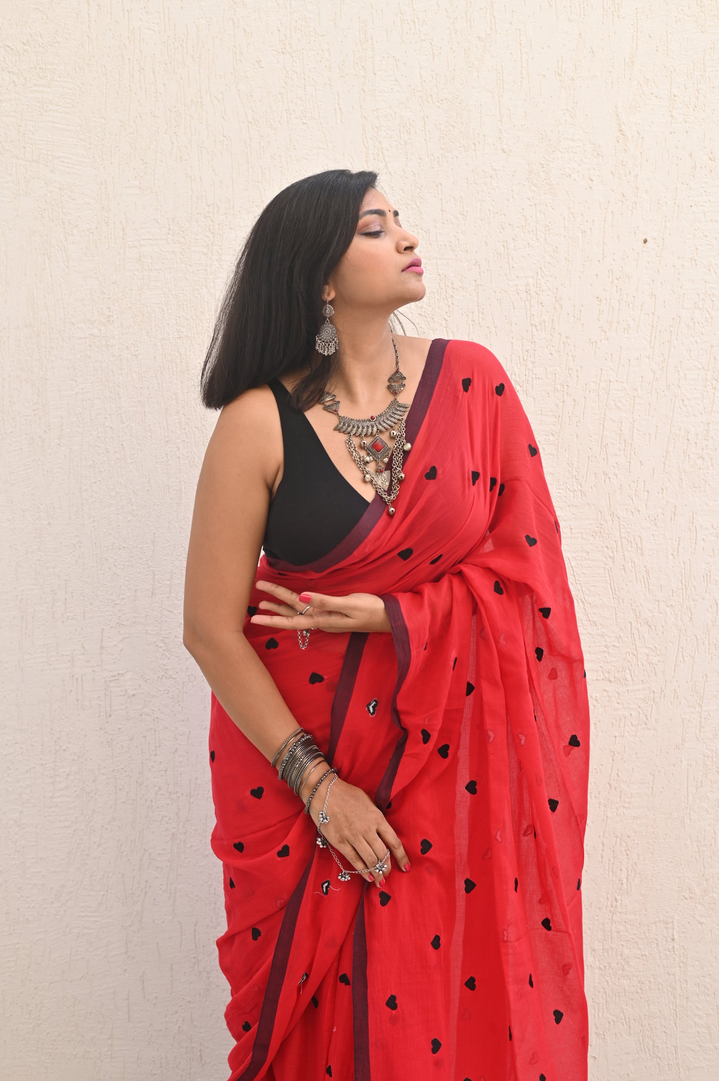 Red Heart Mul Saree