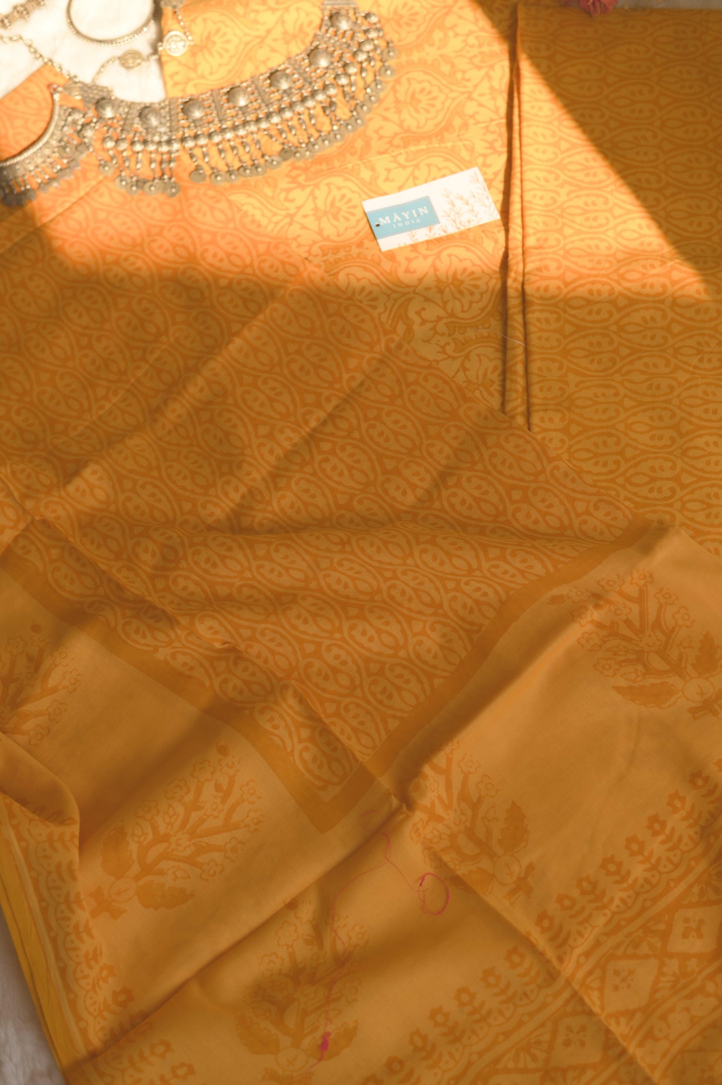 Yellow Handblockprinted Suit Set - Mayin India