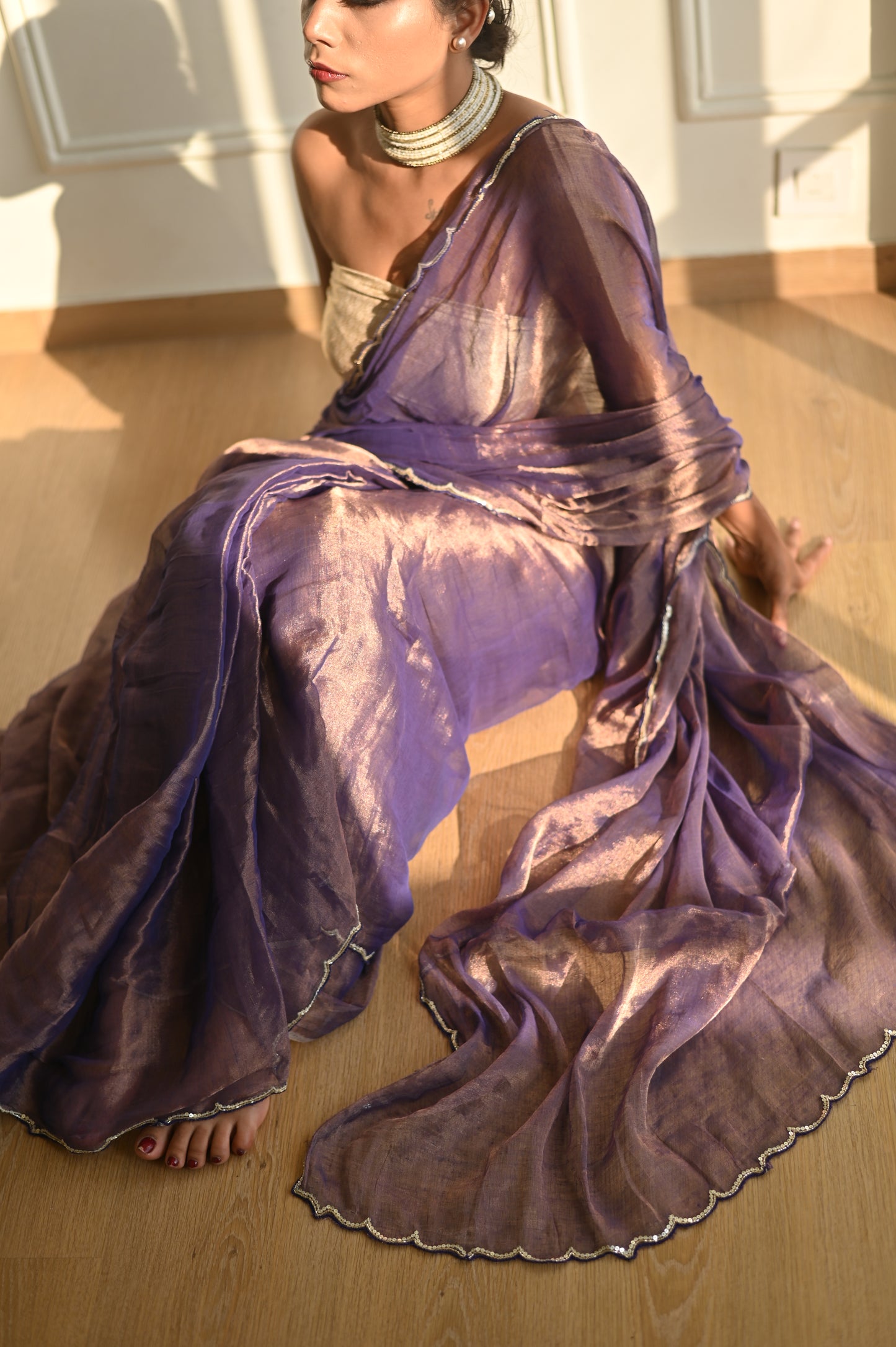 Blue Blood Tissue Saree
