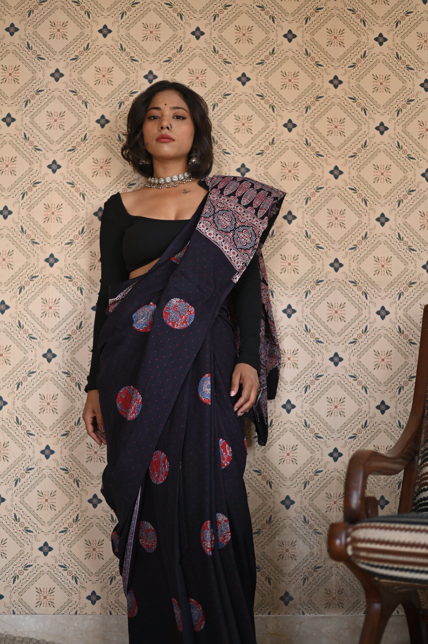 Meherun Organic Ajrakh Mulmul Saree