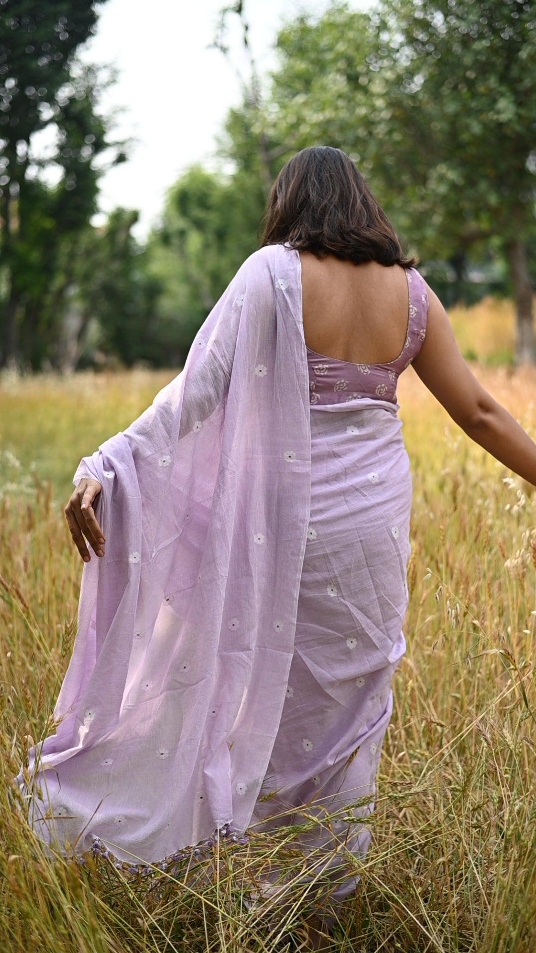 Lilac Bloom Jamdani Saree