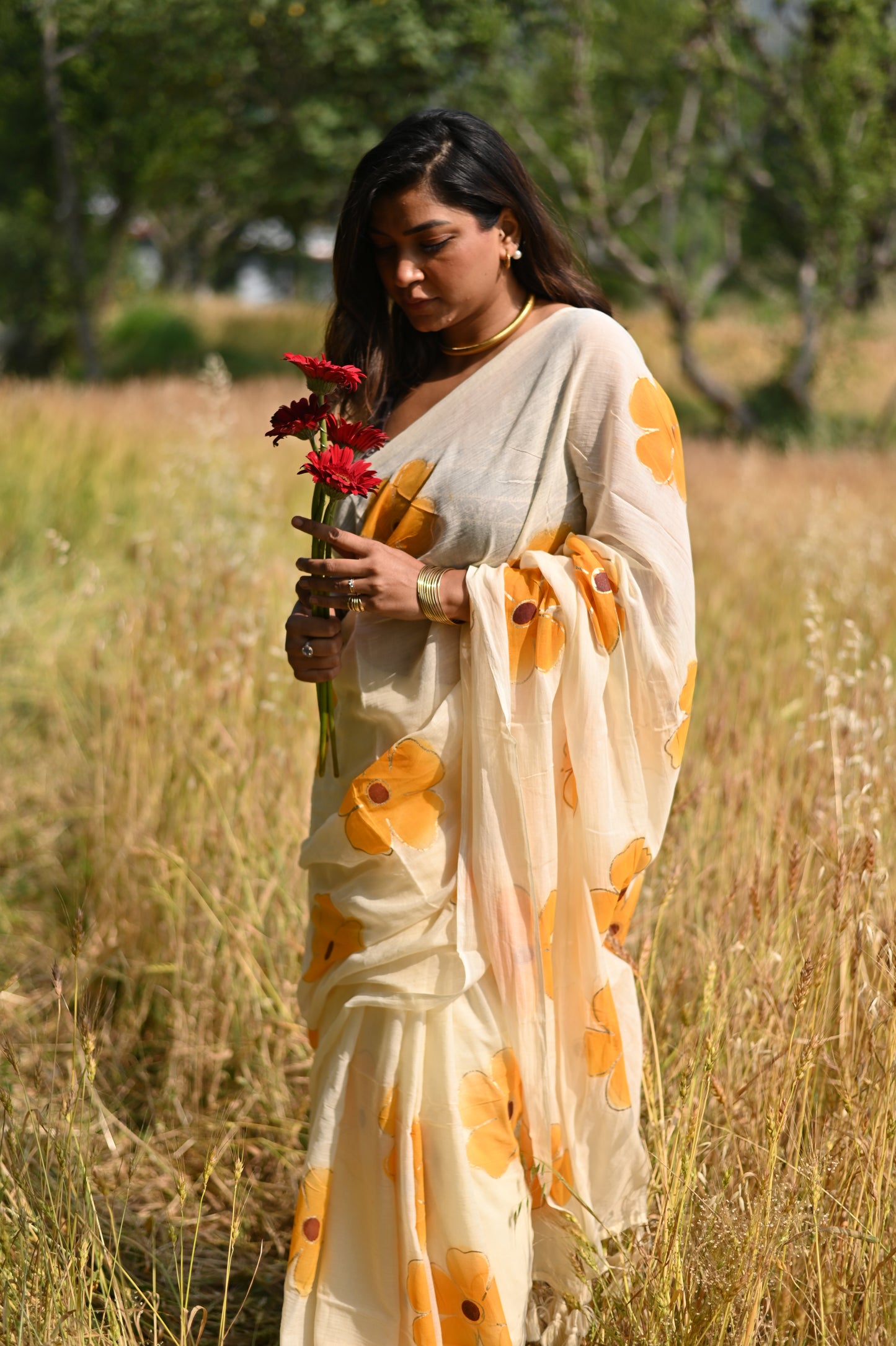 Velvet Leaf Mulmul Saree