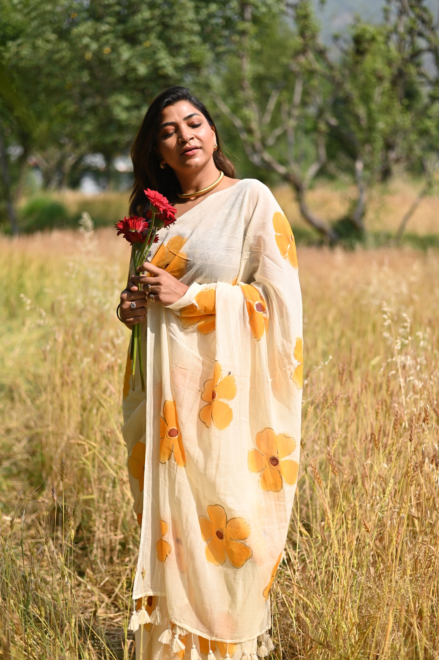 Velvet Leaf Mulmul Saree