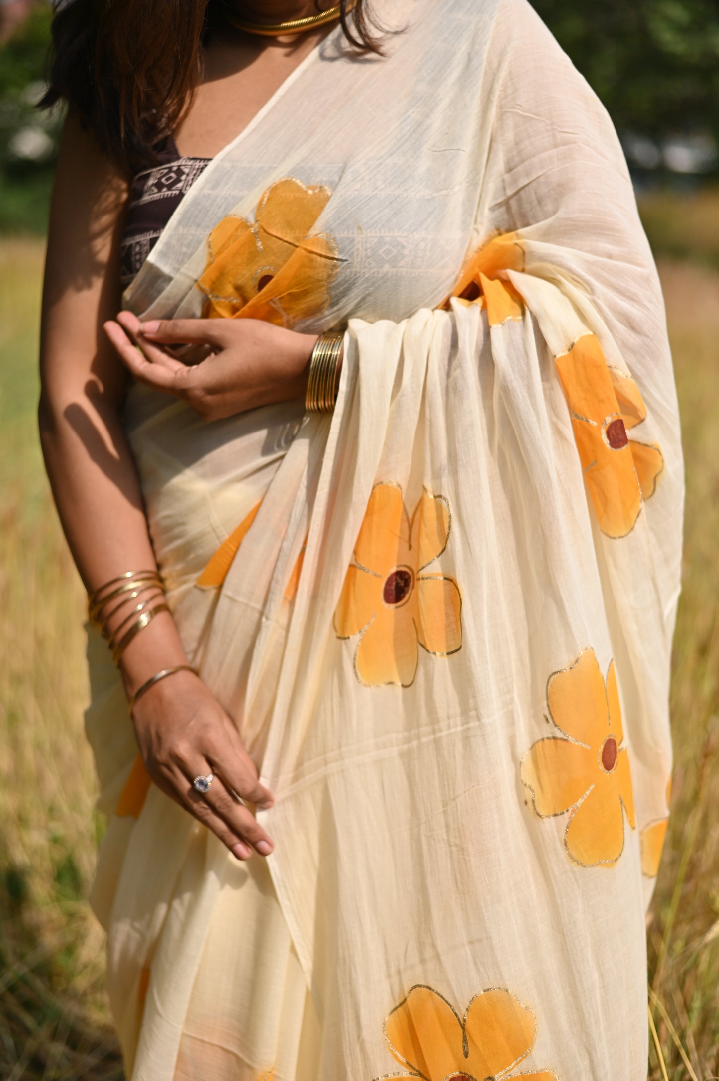 Velvet Leaf Mulmul Saree