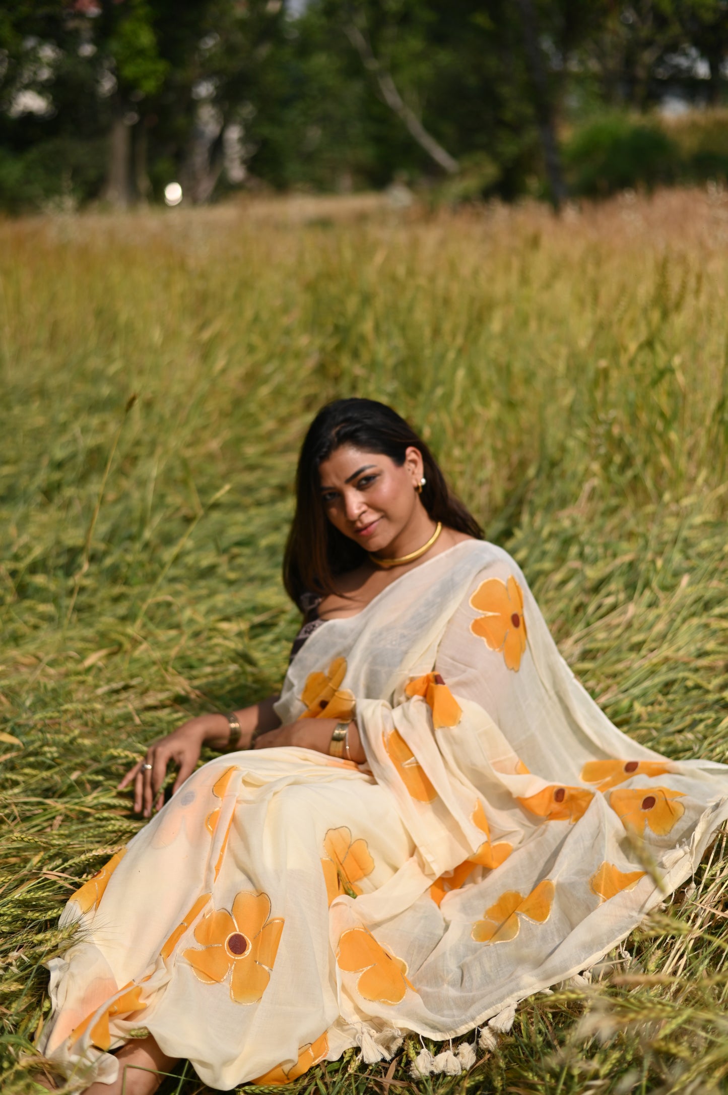 Velvet Leaf Mulmul Saree