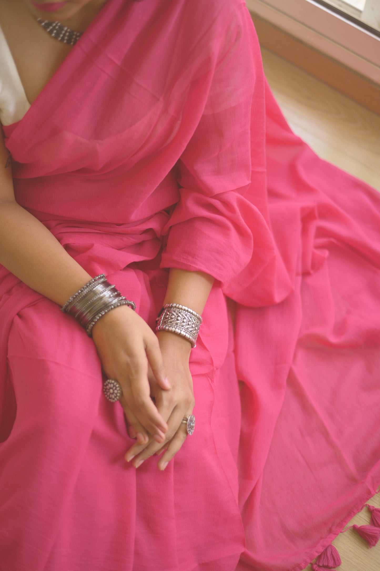 Peony Mul Saree - Mayin India