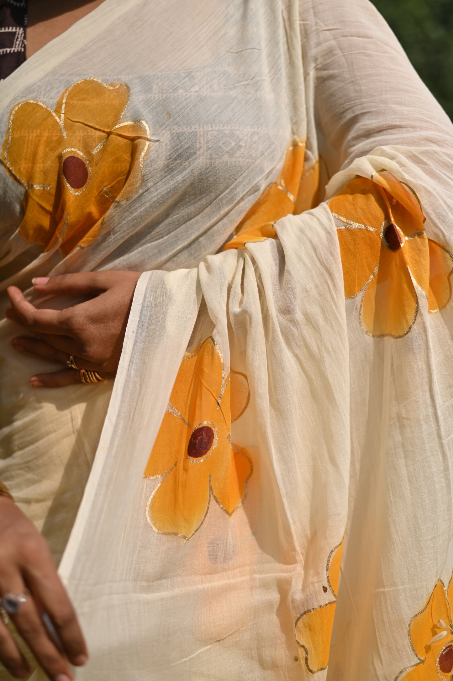 Velvet Leaf Mulmul Saree