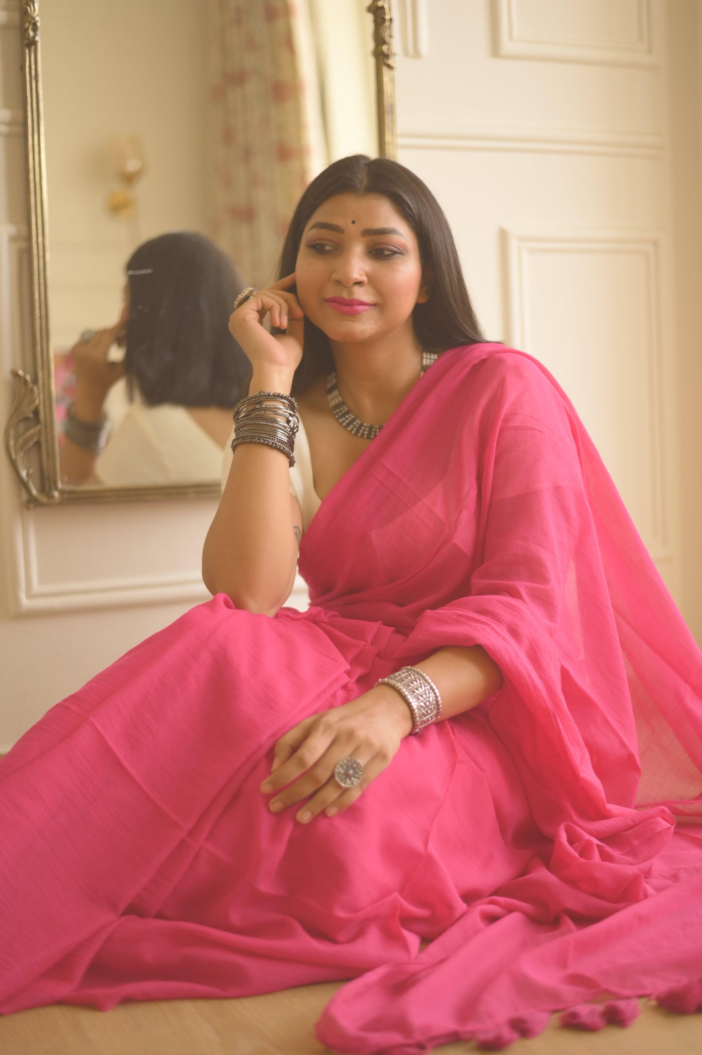 Peony Mul Saree - Mayin India