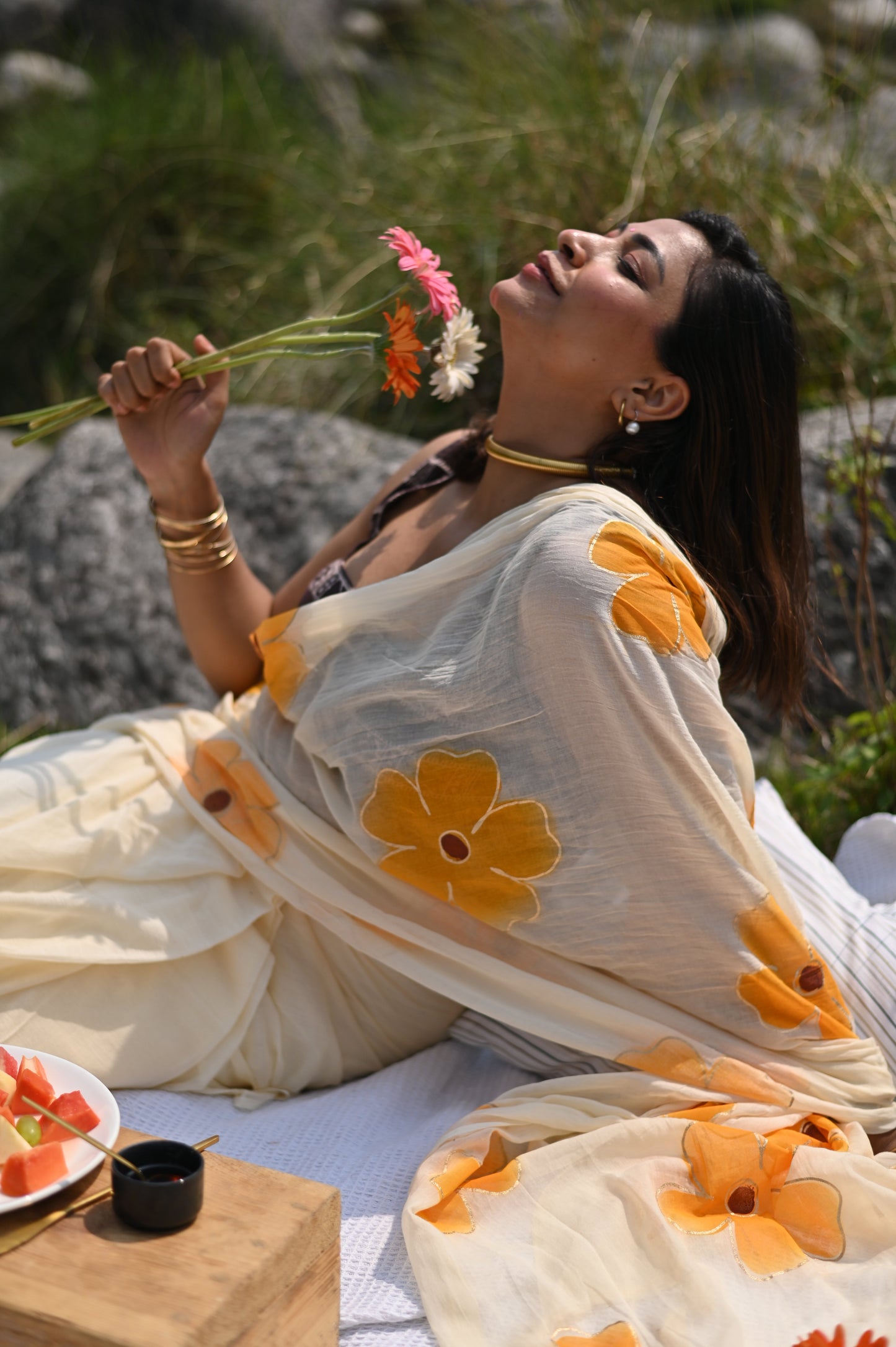 Velvet Leaf Mulmul Saree