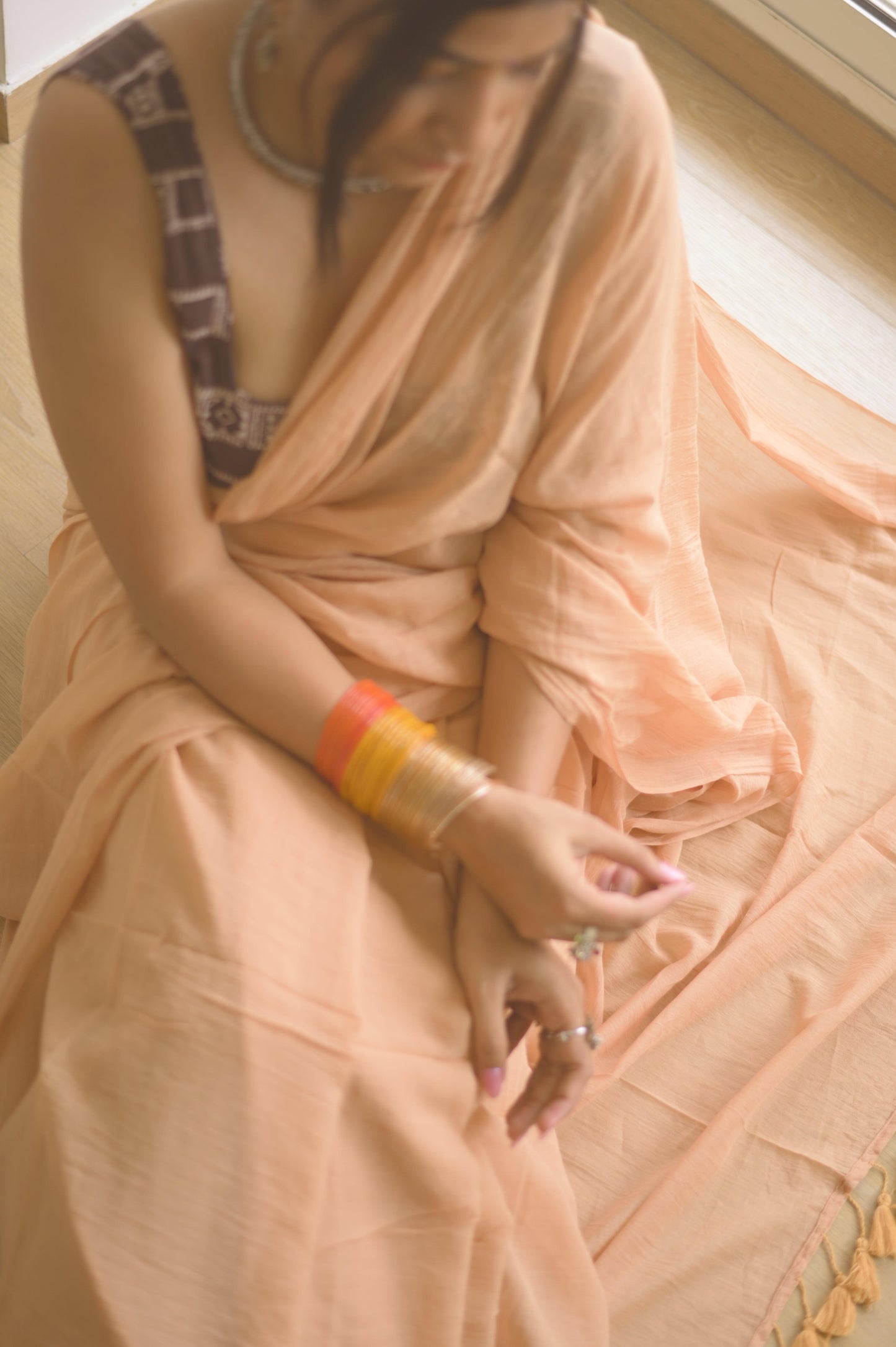 Dusty Rose Mulmul Saree - Mayin India