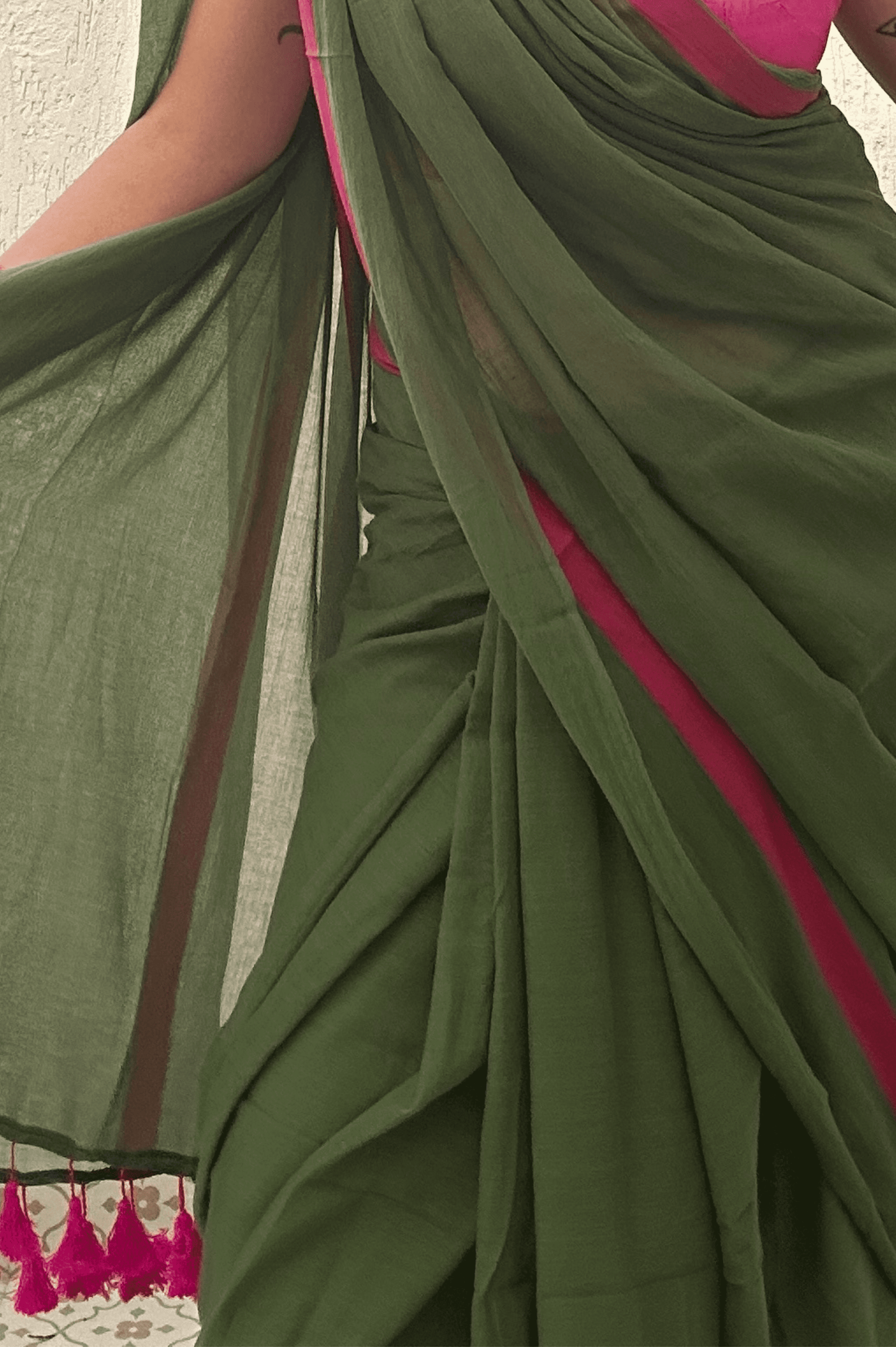 Pink Guava Mul Saree - Mayin India